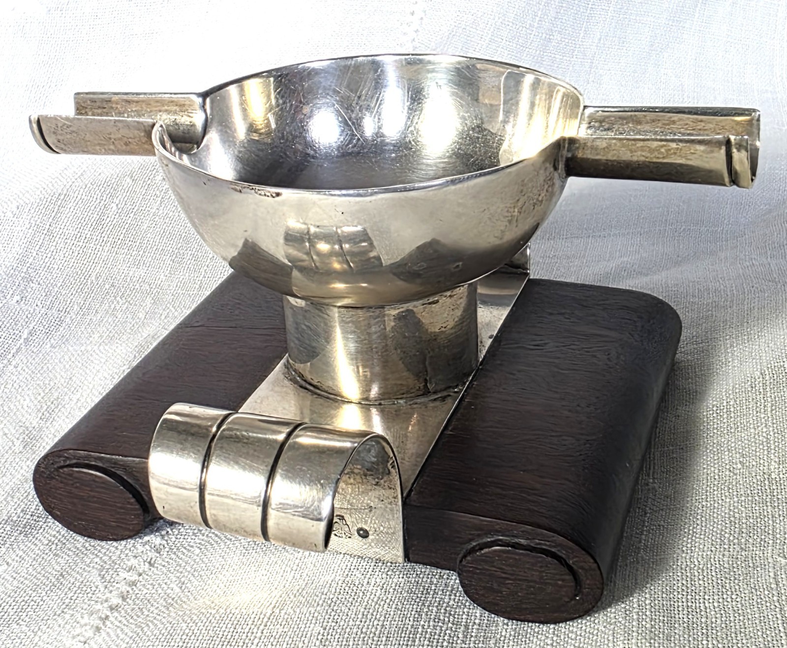 Rare William Spratling Sterling Silver & Wood Ashtray Taxco Mexico Modernist MCM
