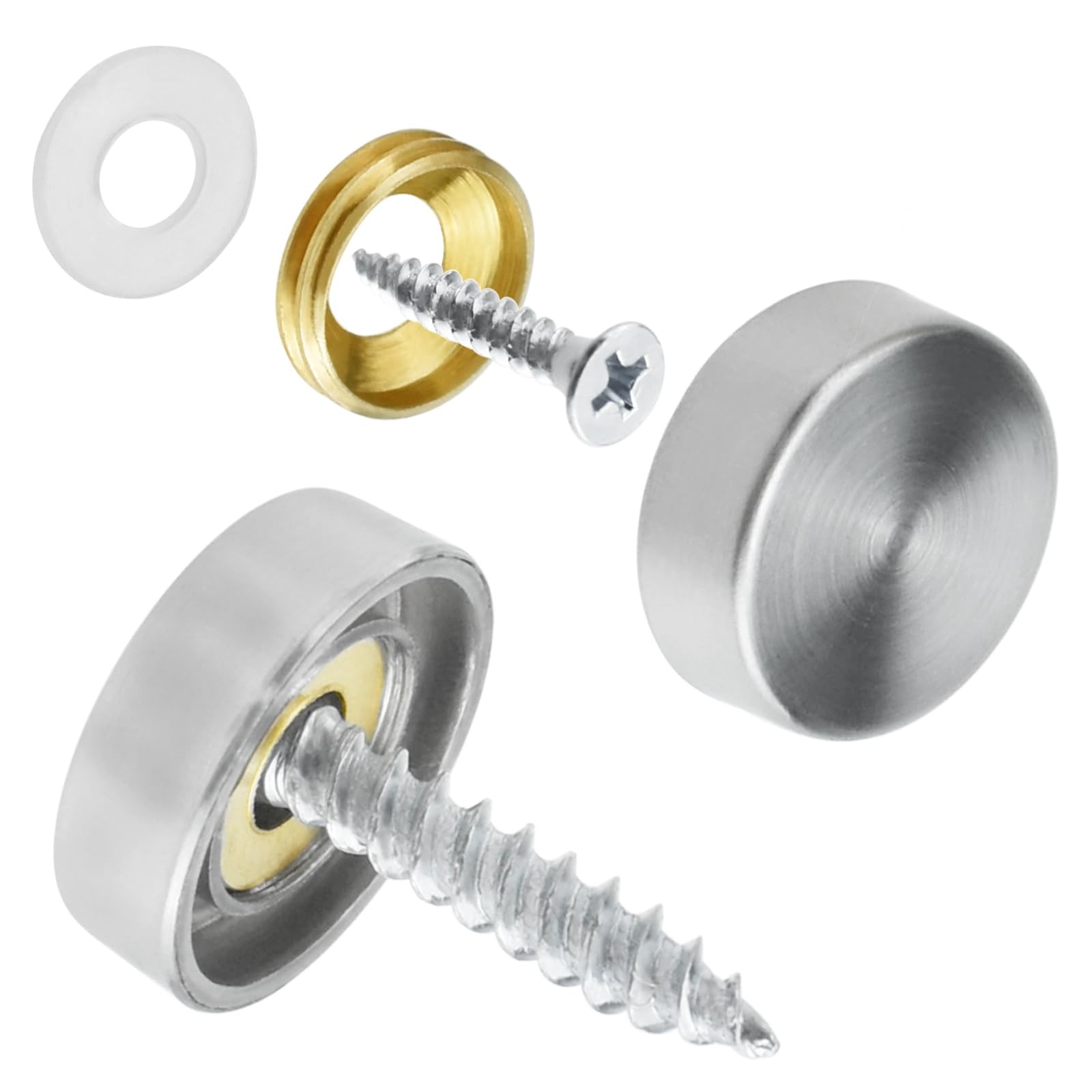 24 Pcs Stainless Steel Screw Cover Cap, 0.63″/16mm Diameter Mirror Screw Cap, De