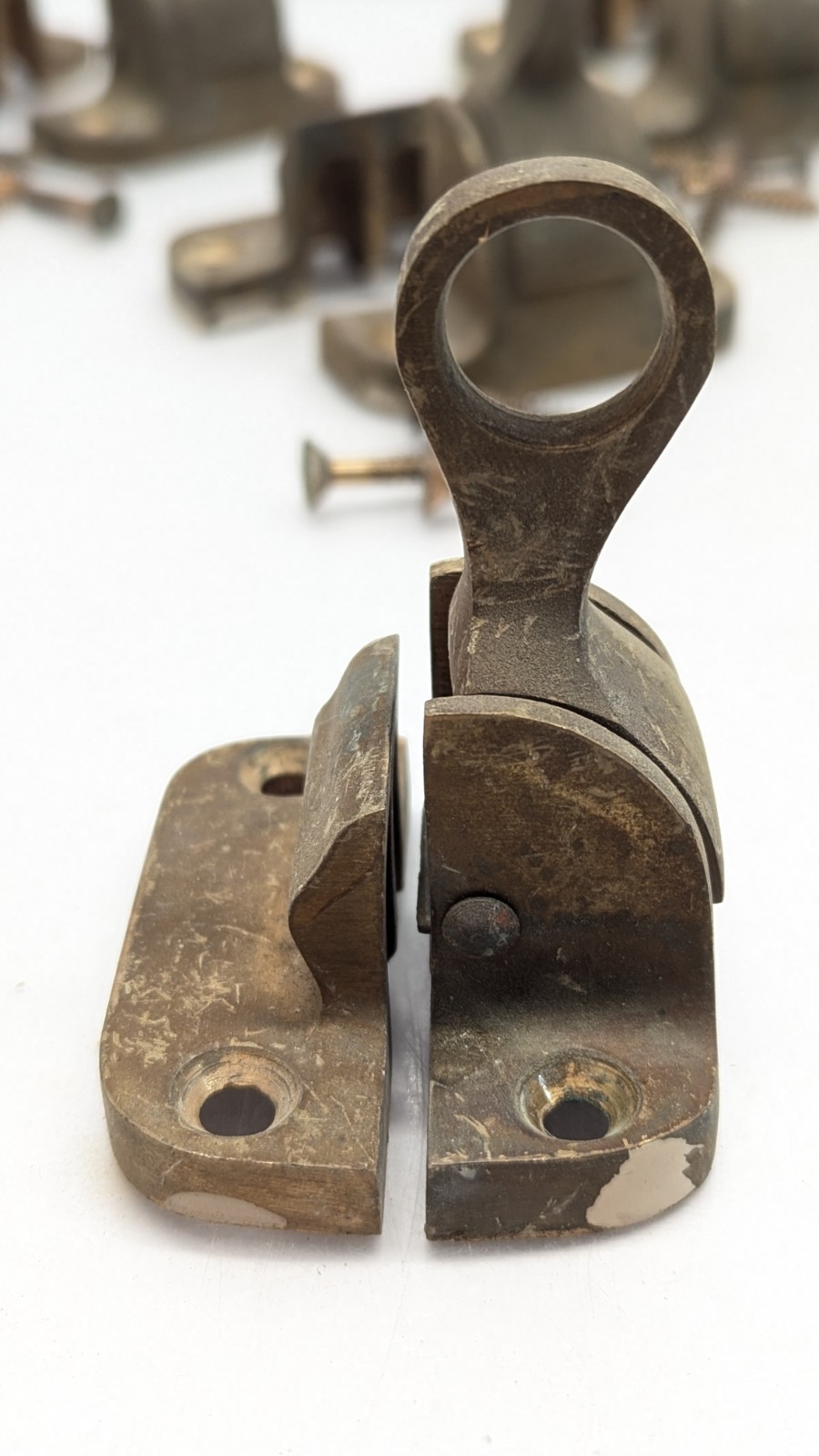 1910s 1920s Vintage Brass Handle Window Lock Set Ready to Install Lot Of 8