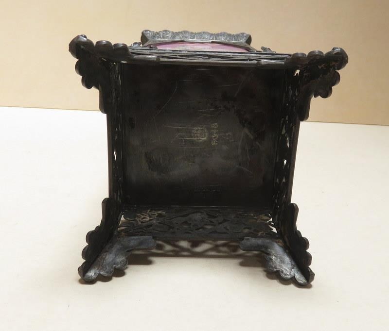 Antique Viennese Enamel & Porcelain Panel Vase w/ Metal Frame