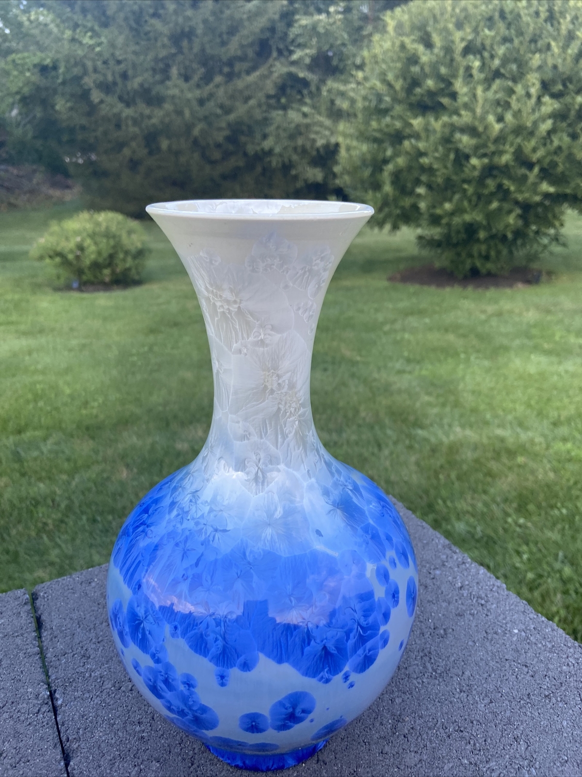 Vintage Chinese Porcelain Vase Shiwan Crystalline Glaze Vase 12” Tall