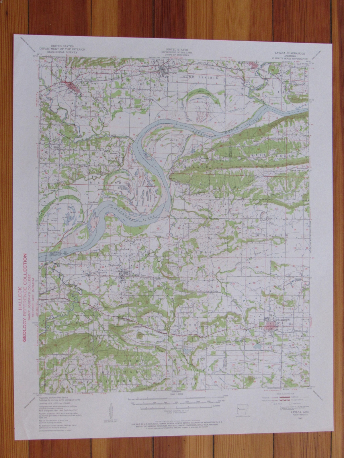 Lavaca Arkansas 1954 Original Vintage USGS Topo Map