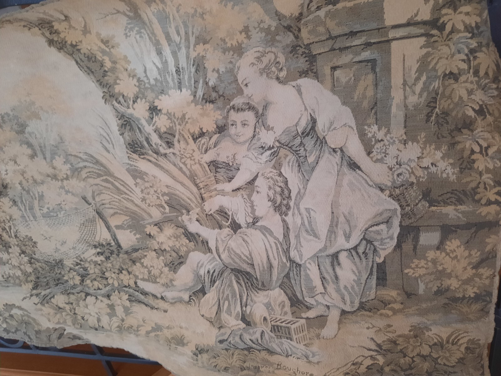 Rare Antique French Tapestry Fine Wool & Silk 180cmx72cm