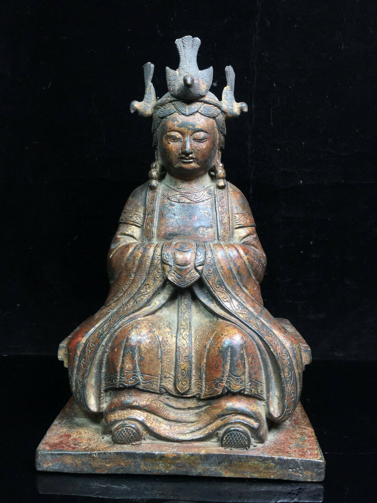 26 Cm China Brass Queen Mother of The West Statue Bronze Buddha Statue