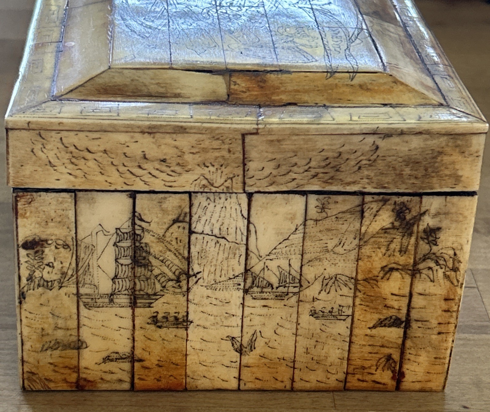 VTG Reproduction Art Scrimshaw CIVIL WAR BONE SCRIMSHAW BOX – VICKSBURG