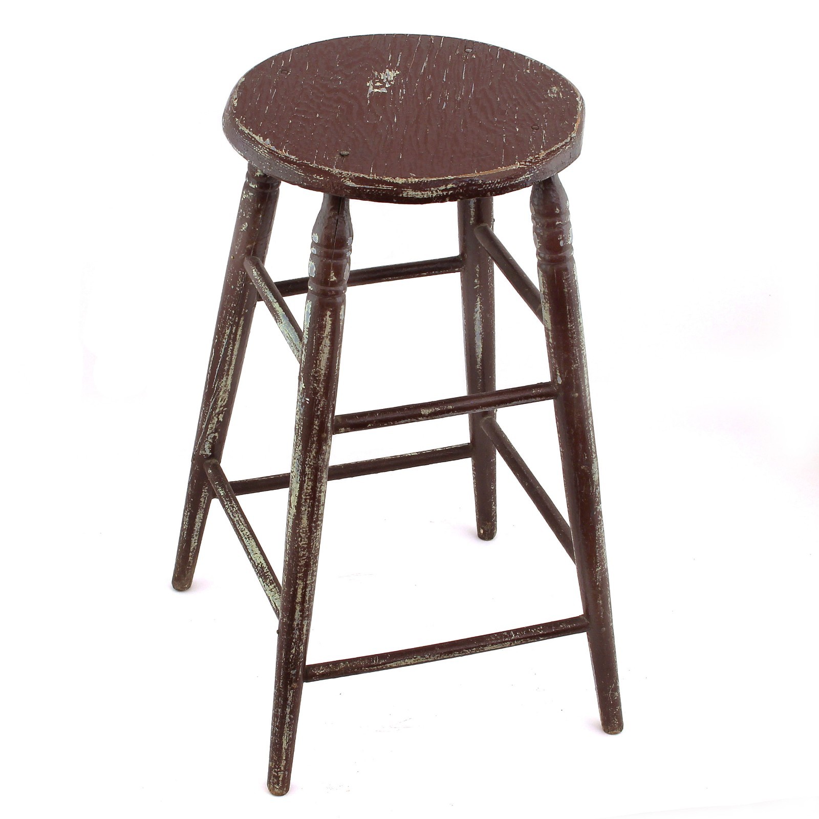 Vintage Industrial Drafting Stool 23.5″ Counter Height – Distressed Maple Wood