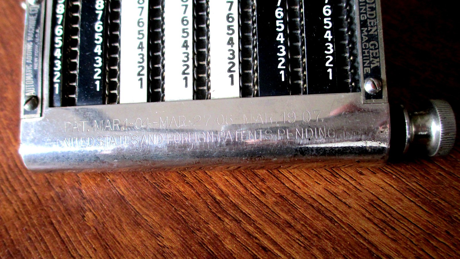 Antique Golden Gem Adding Machine US Pat 1907 New York Working Chains No 78268