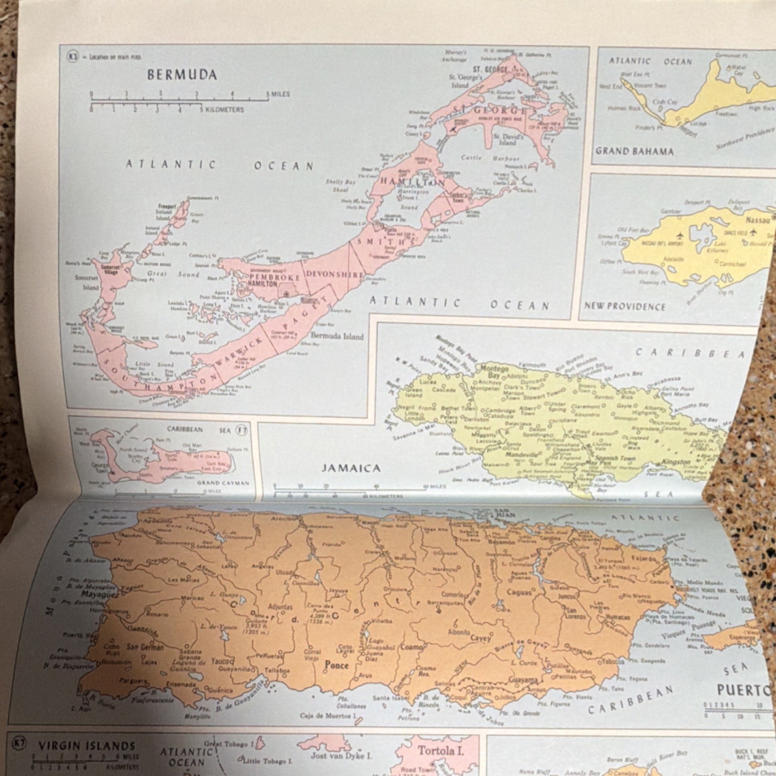 Hammond Folding Map Gulf, Caribbean, Atlantic Coast Bahamas Jamaica Puerto Rico