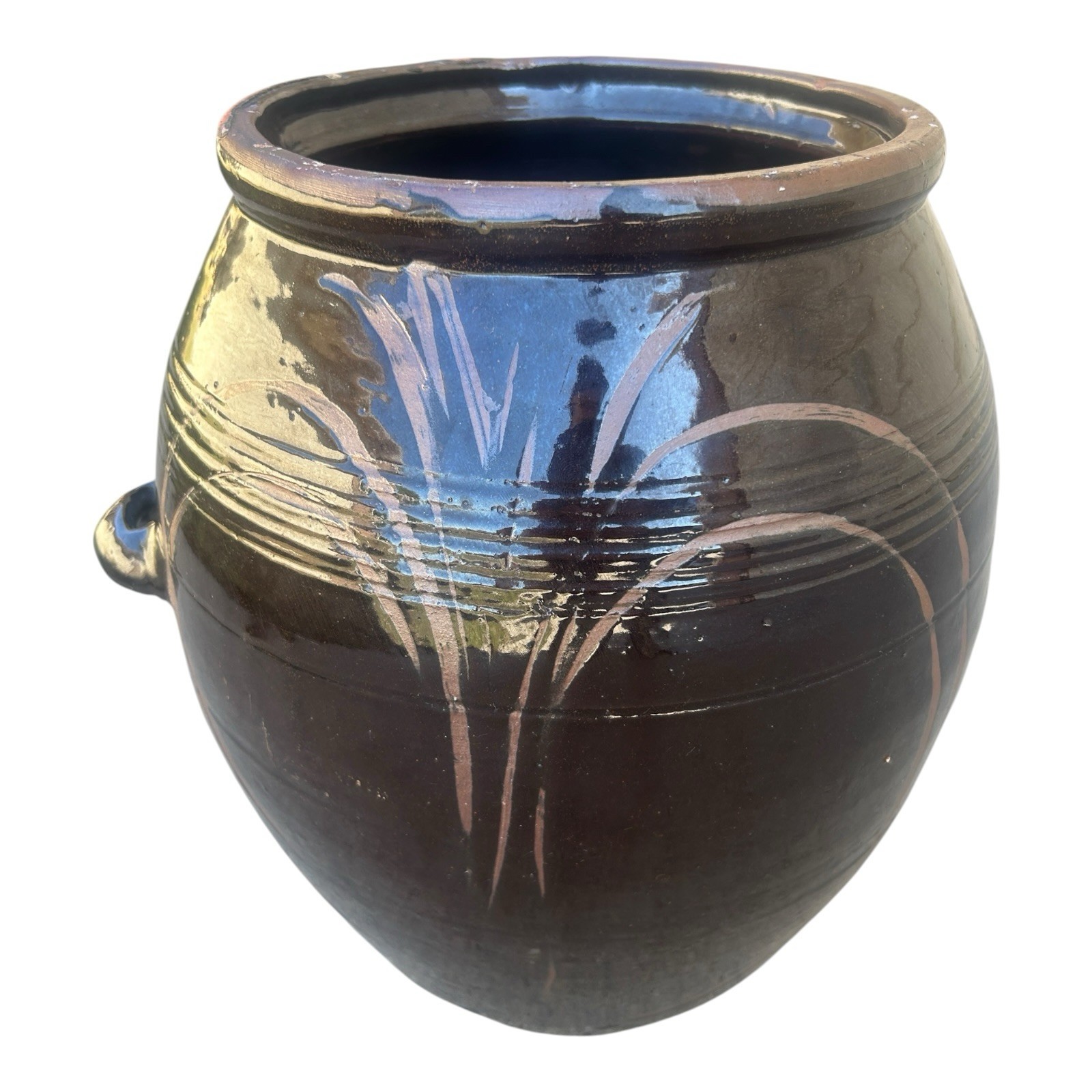 Redware Sgrafitto Fermentation Crock Antique 1800s Folk Art Primitive