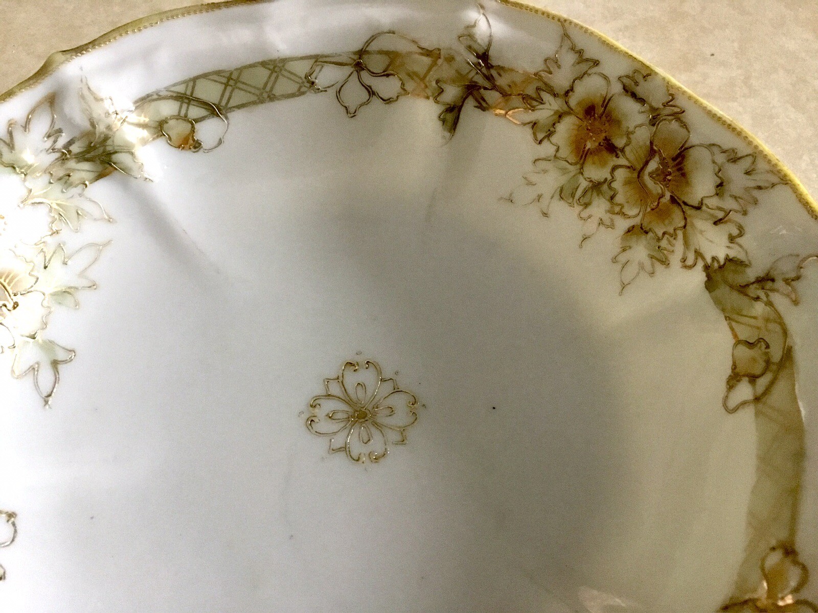 Nippon Morimura Hand Painted Brown Green Flowers & Gold Small Bowl 1911-1921