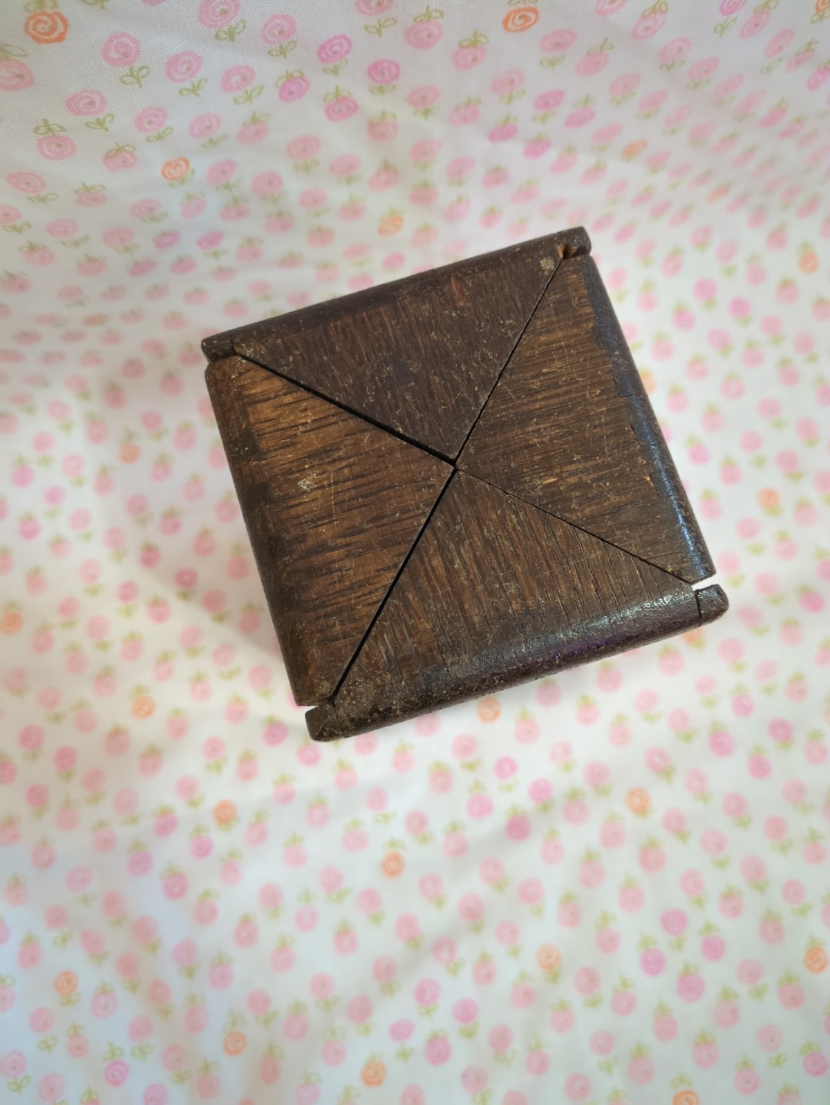 Antique Wooden Sewing Machine Accessory Puzzle Storage Box Roll-Out Patent 1889