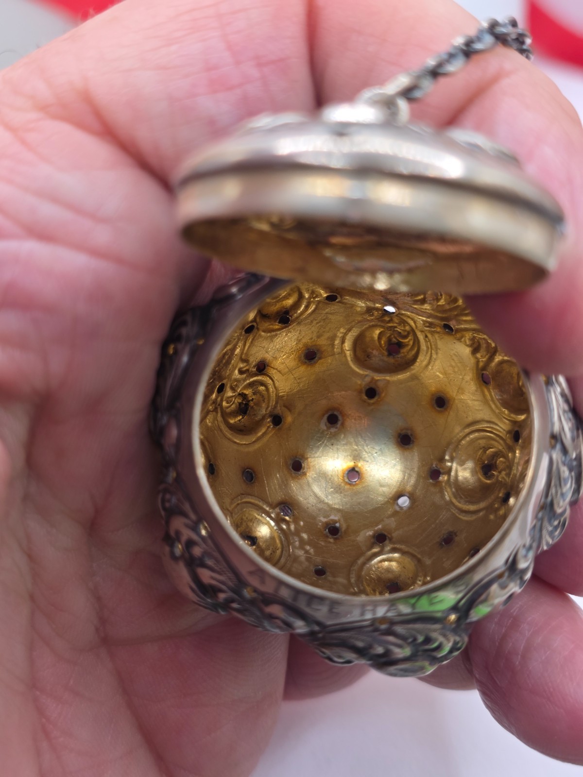 antique Victorian Sterling silver Gorham T Ball infuser