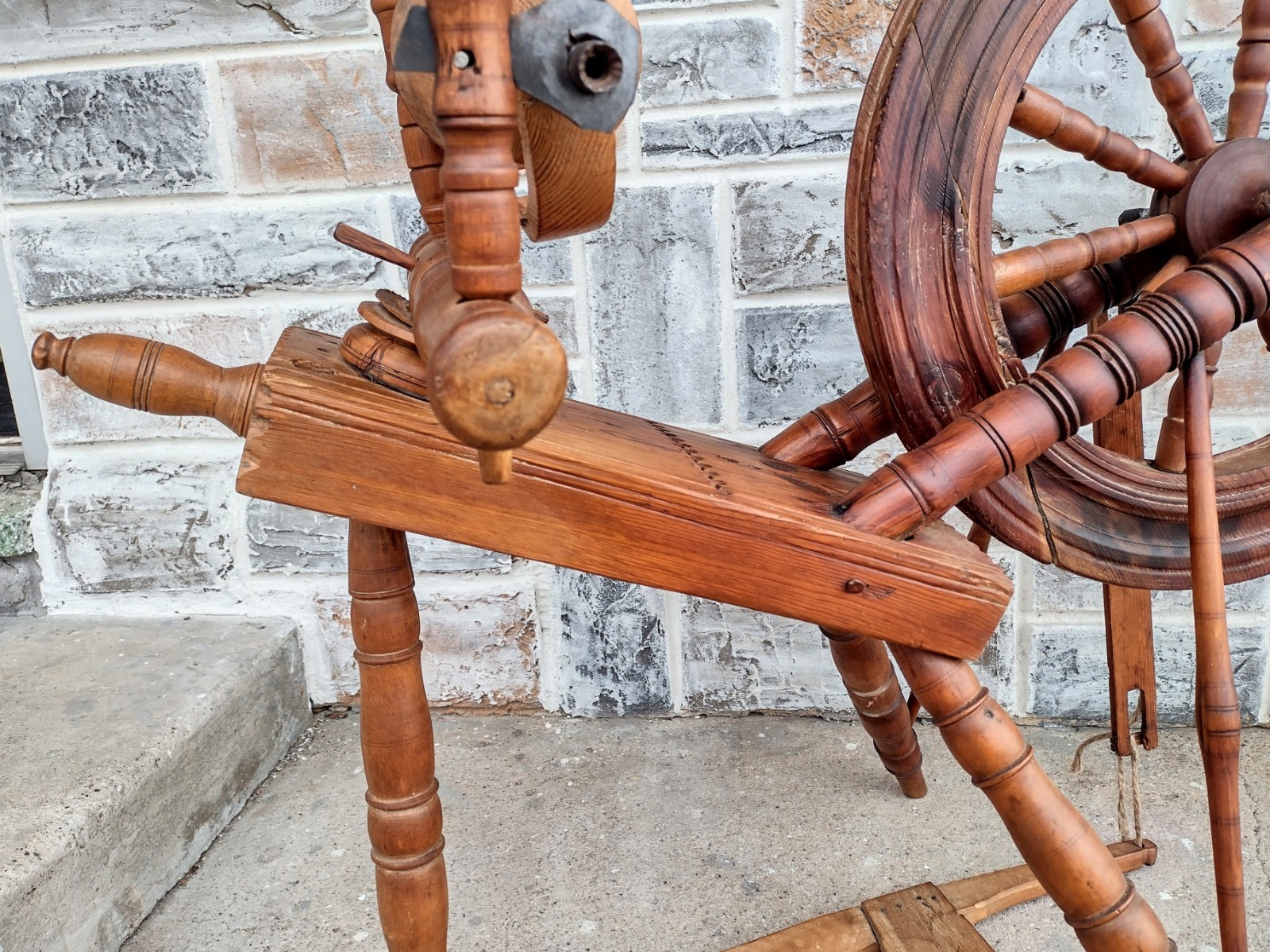 Antique Primitive Norwegian? Handmade Solid Wood Spinning Wheel