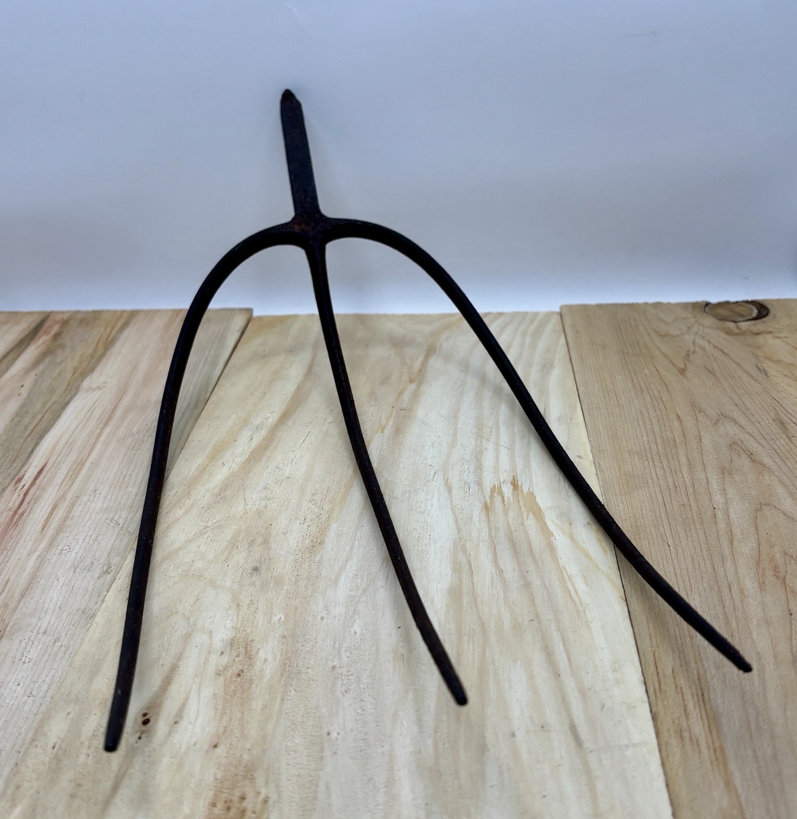 Antique Rustic Forged 3 Tine Pitchfork Head Only Hay Rake Farm Tool