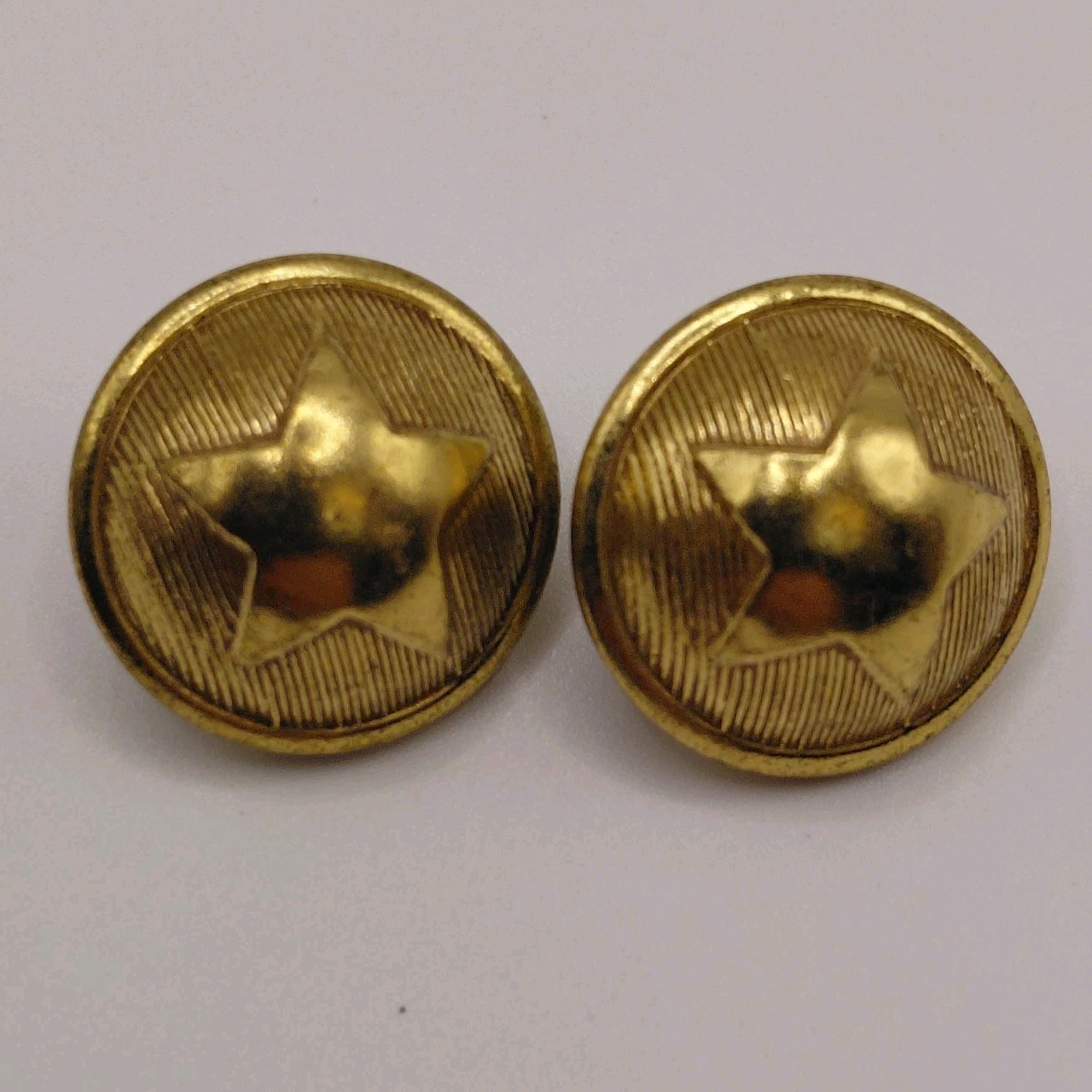 Pair of Vintage Small Brass Star Lapel Uniform Pin