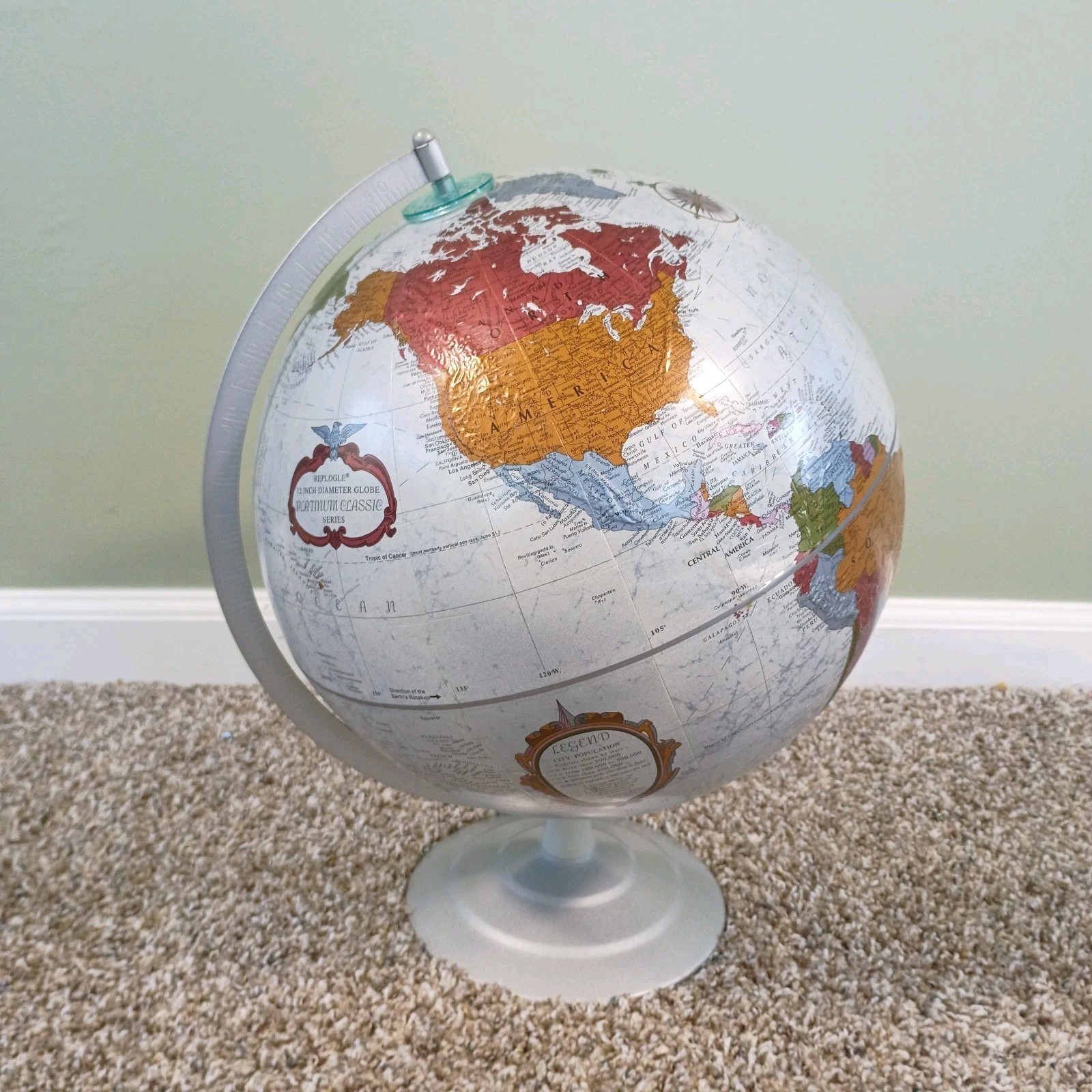 Replogle 12” Platinum Classic Series Globe USA Made Raised Relief Surface