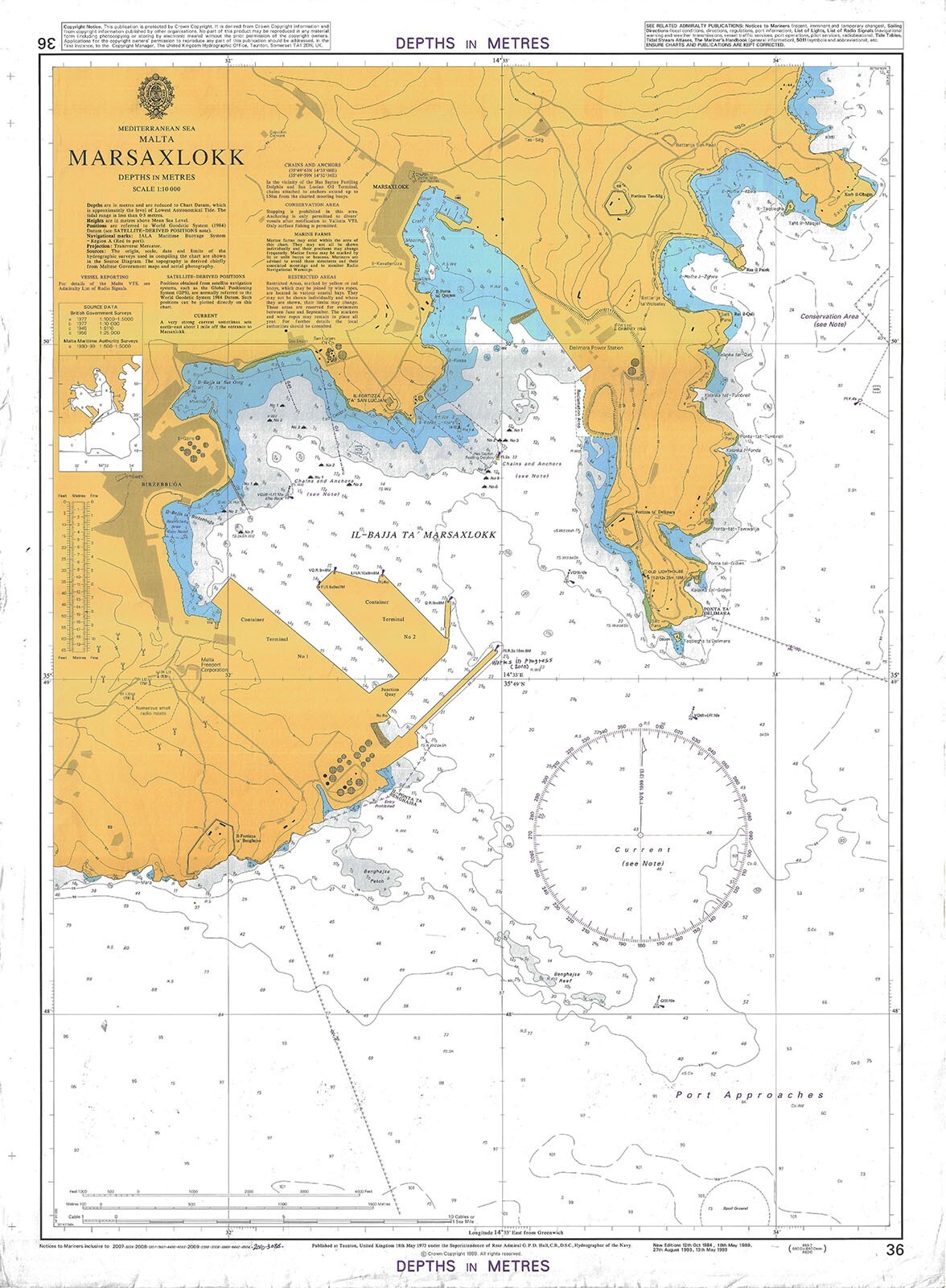Admiralty 36 Mediterranean Sea Malta Marsaxlokk Chart Map Maritime Marine Paper