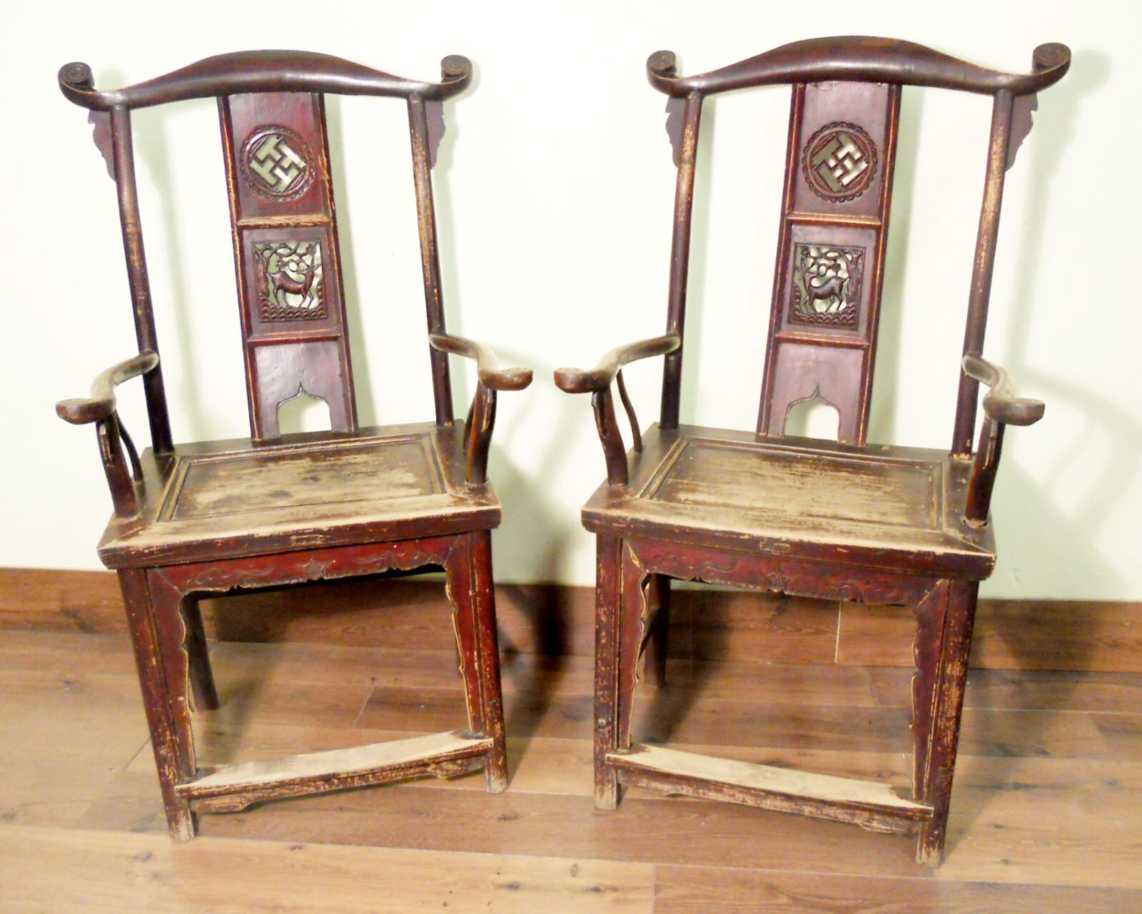 Antique Chinese High Back Arm Chairs (5512) (Pair), Circa 1800-1849