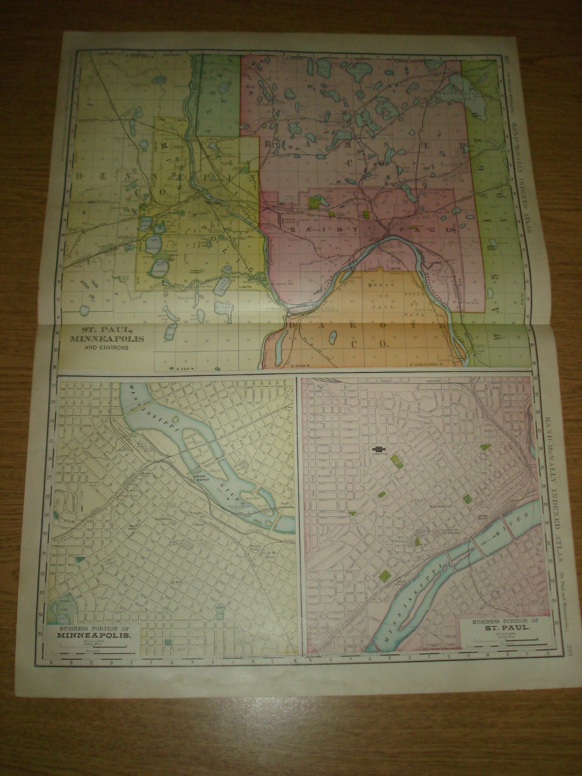 1910 Minneapolis/SP large city map 20 x 27 inches Rand McNally Business Atlas