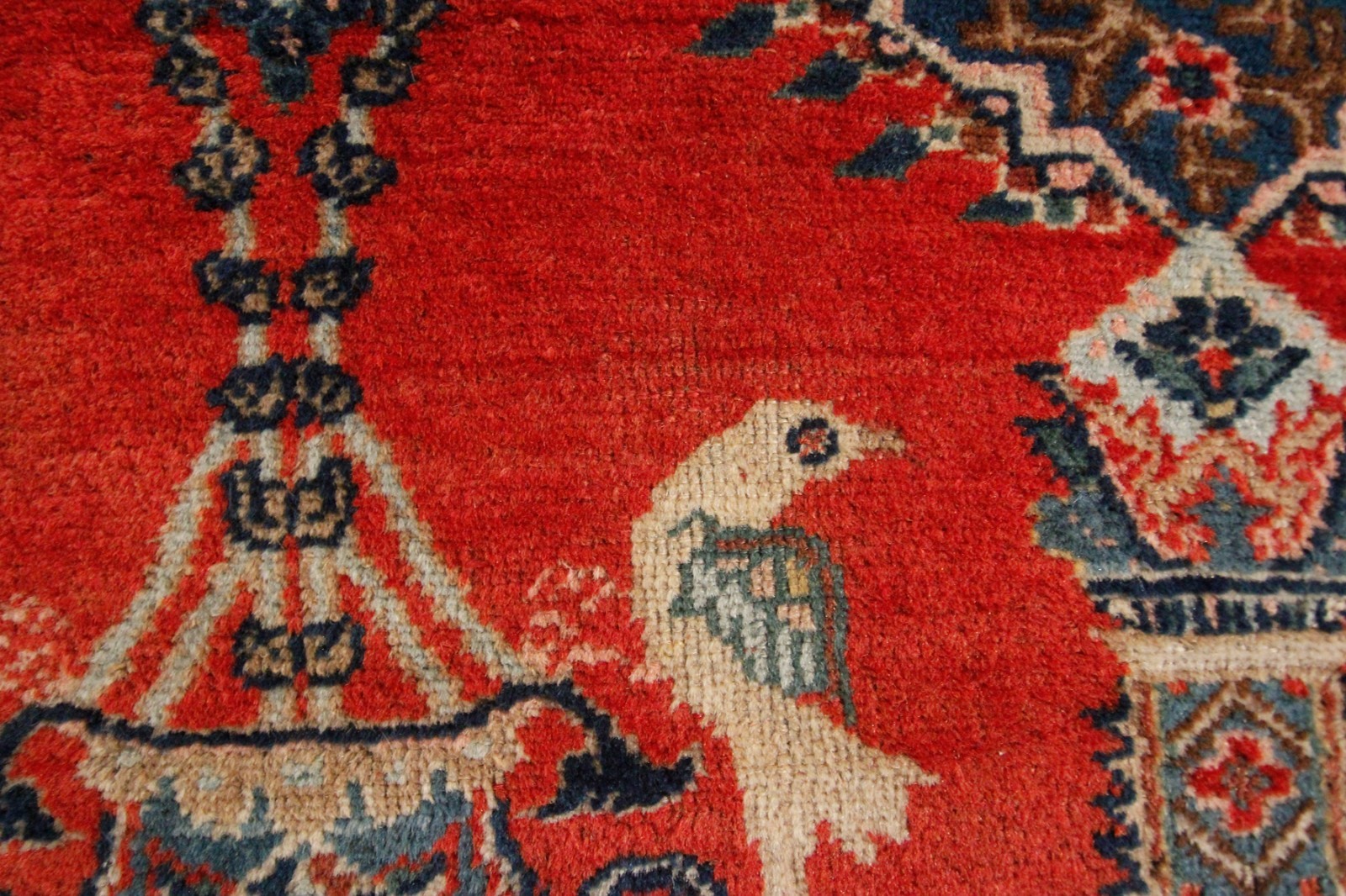 3×4 Antique Rug Turkish Tapestry Meditation Birds 92cm x 125cm c.1890