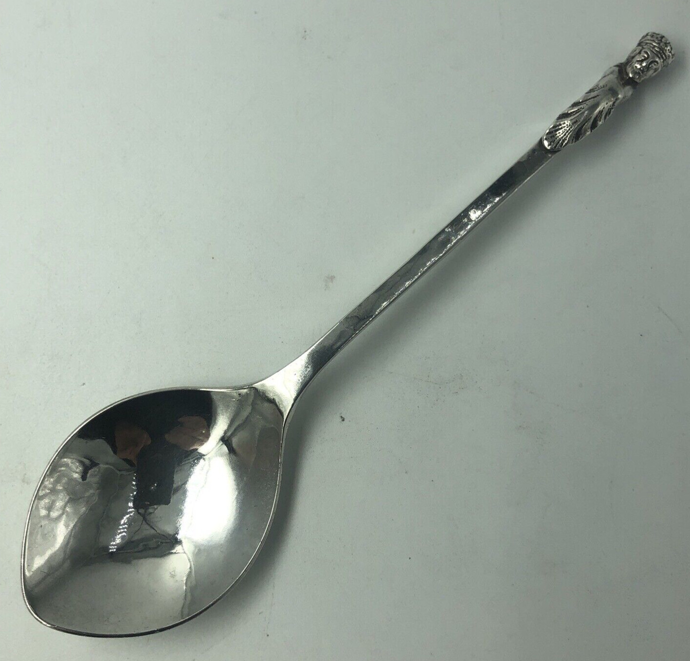Larger A E Jones Silver Arts & Craft Planished Spoon Birm 1934 Jubilee mark 16cm