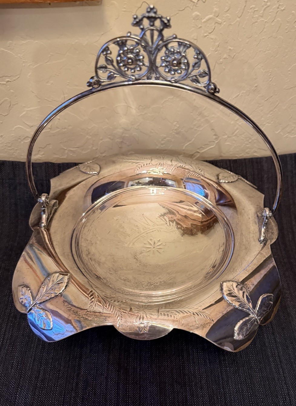 Authentic Aurora S P Mfg Quadruple Plate Bride’s Basket/Centerpiece 1890’s