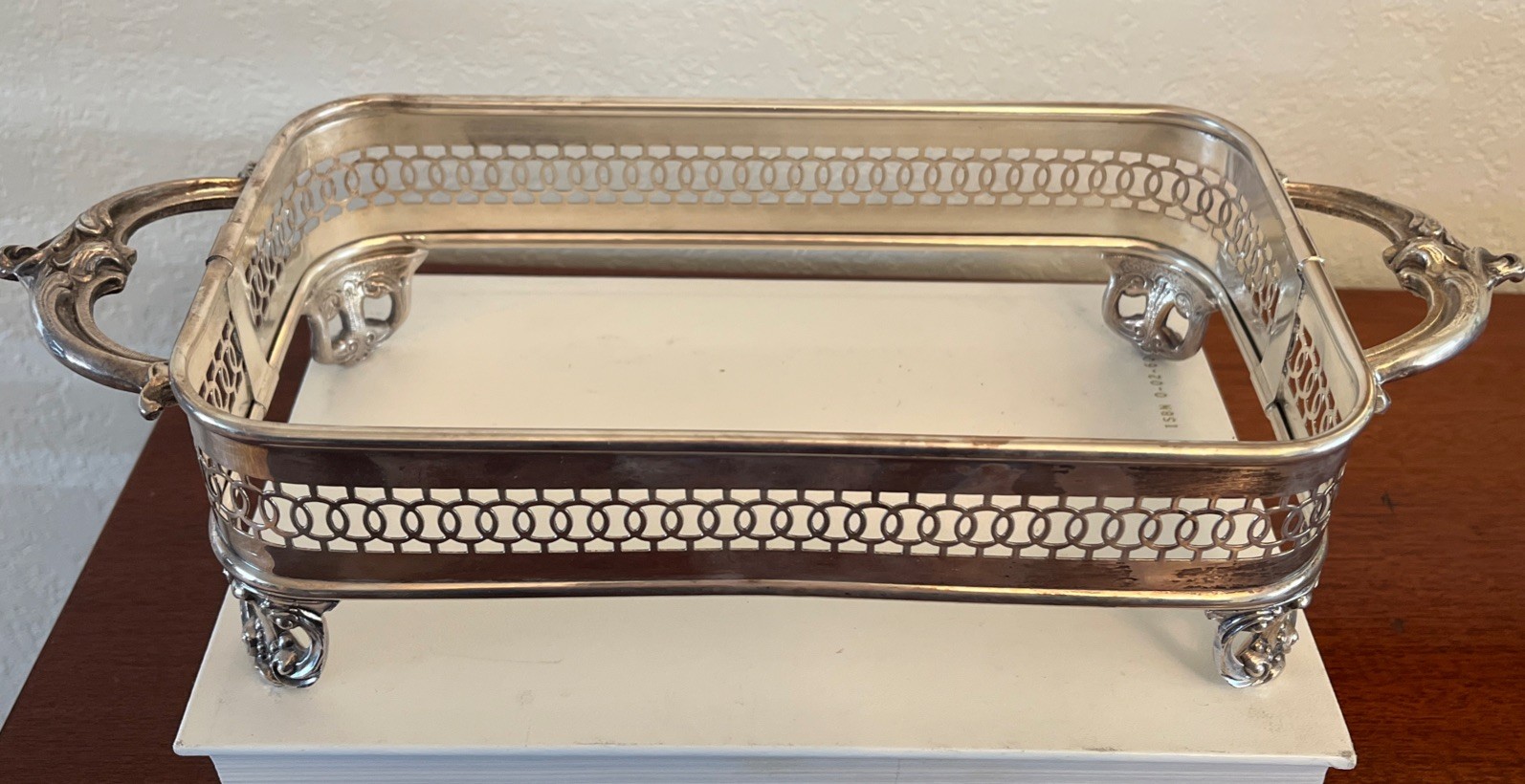 Vintage Ornate Silver Plate Tray /dish Holder For 9 X 5 X 1 .75 Inch