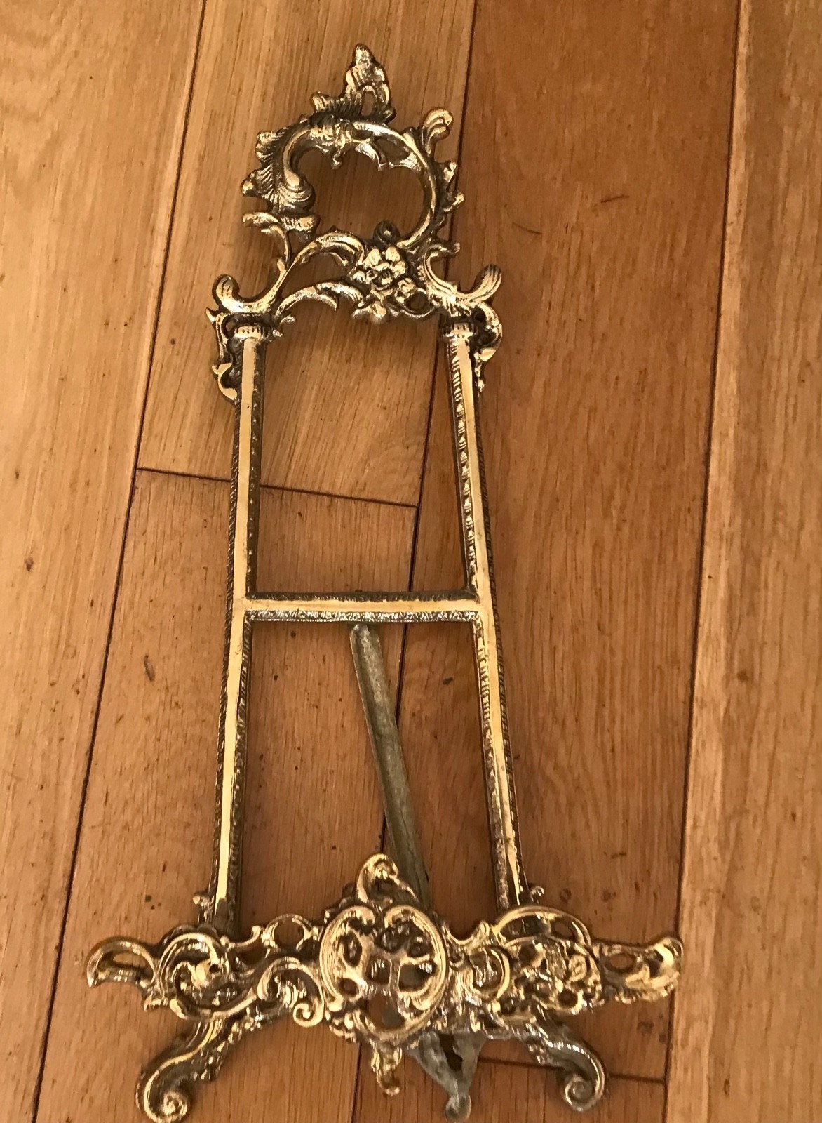 Antique Rococo Style Solid Brass Easel 40cm x 19cm x 6.5cm (Above Cages)