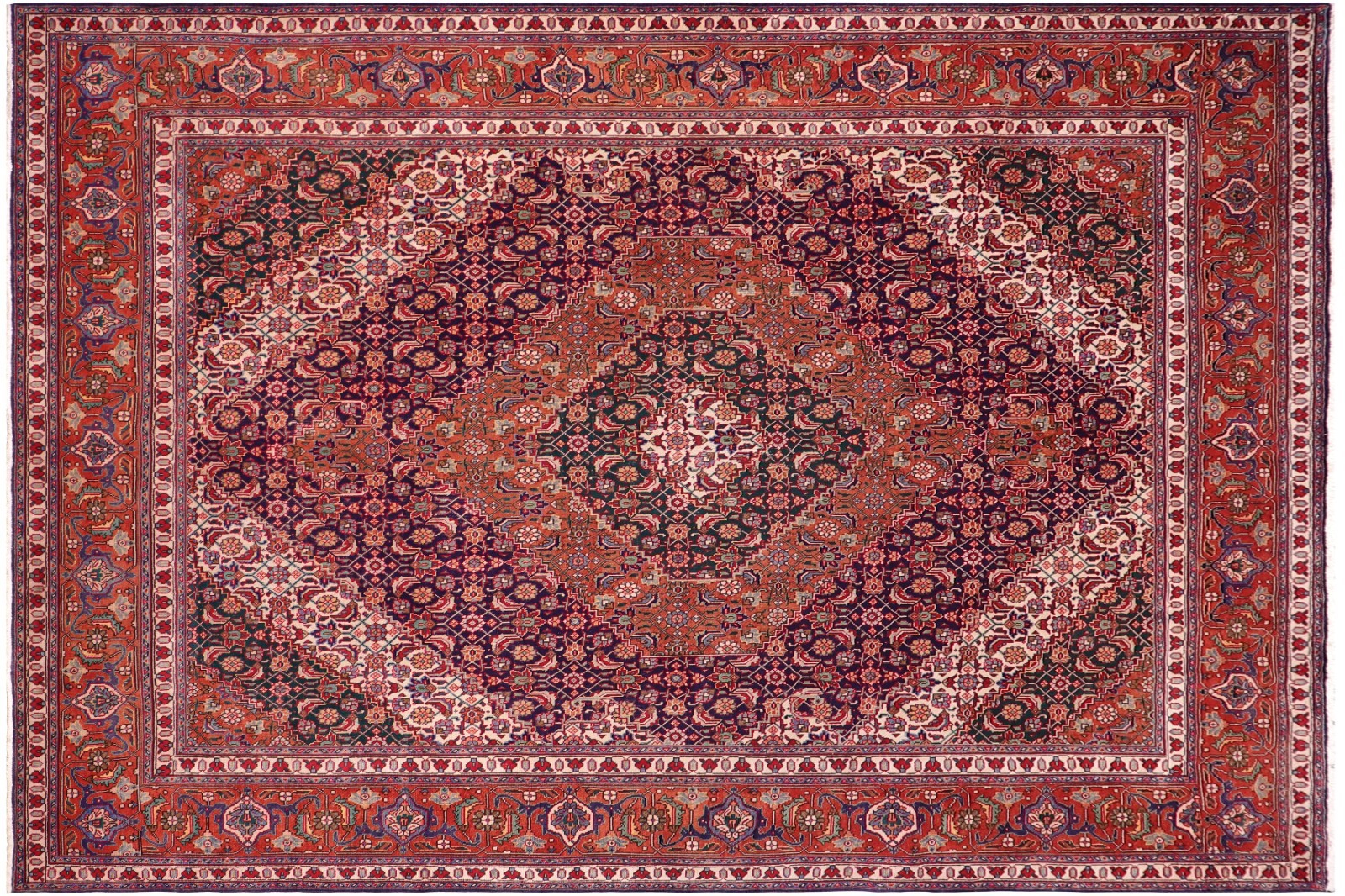 Exceptional Hand-Knotted Wool Area Rug – Stepped Diamond Medallion 10’0″ x 12’7
