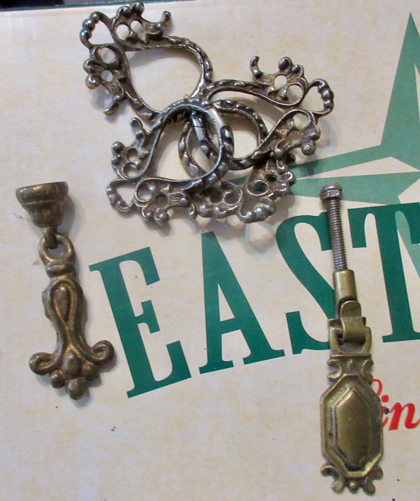 6 Unique Antique Architectural Loops Drawer Pulls