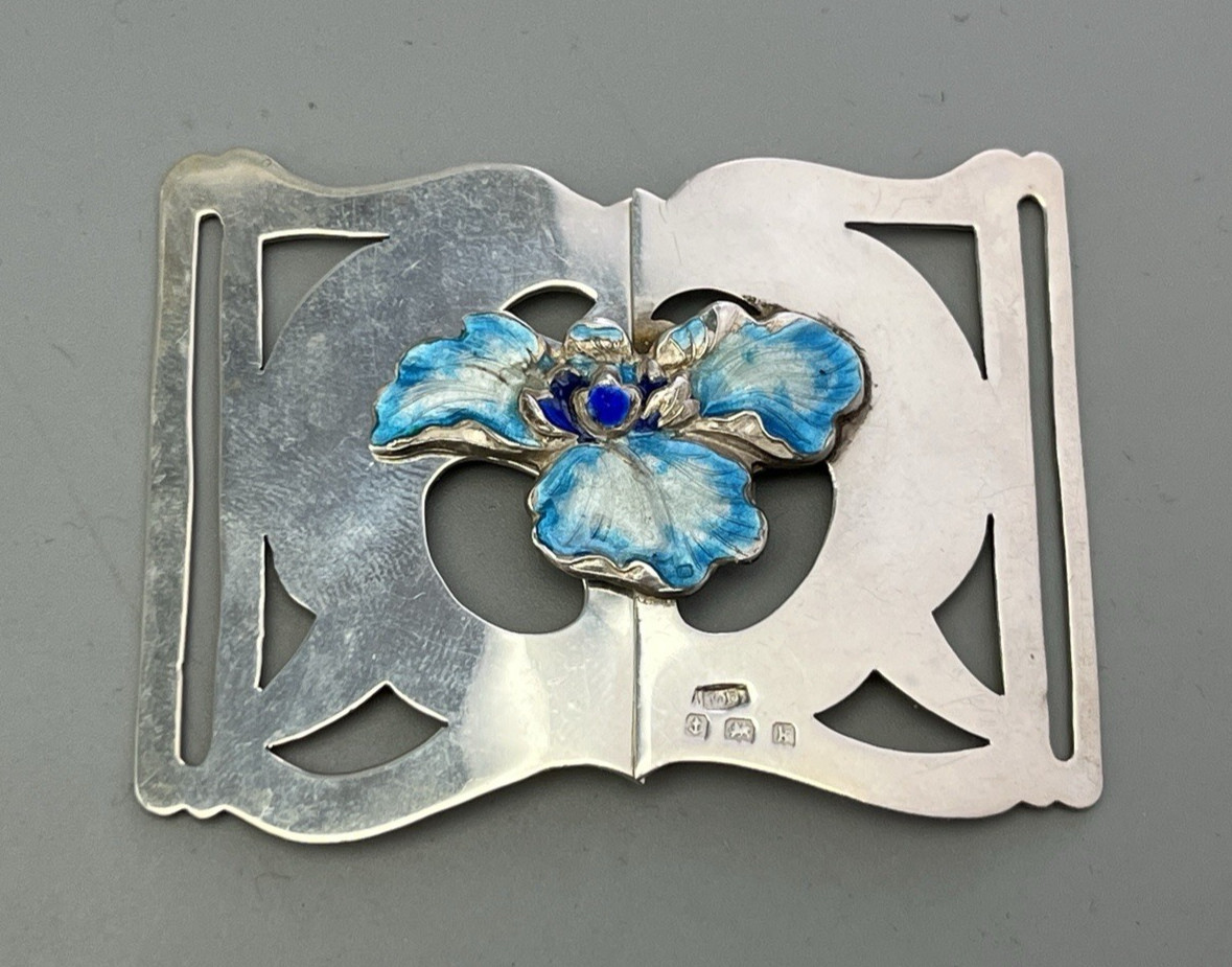 Art Nouveau Silver & Enamelled Buckle James Fenton Birmingham 1909 AF AHDZX