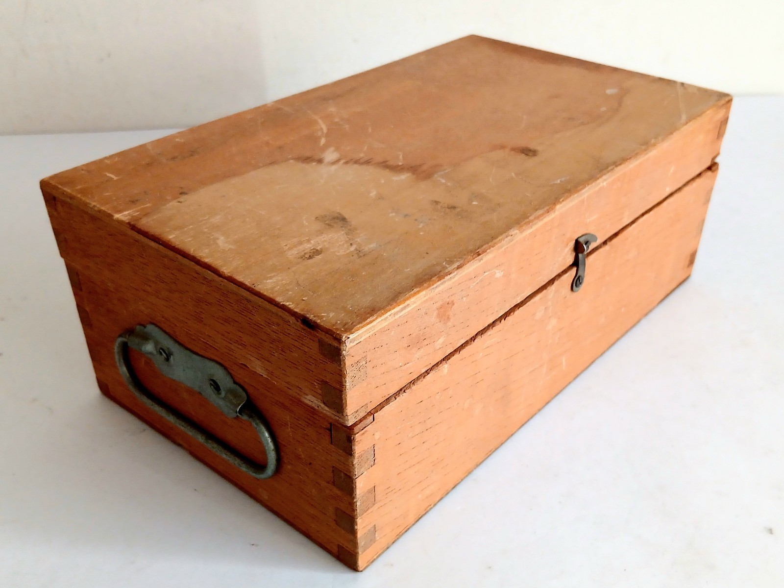 Antique Brass Field Monocular Microscope in Wooden Case. Vintage Field Microscop