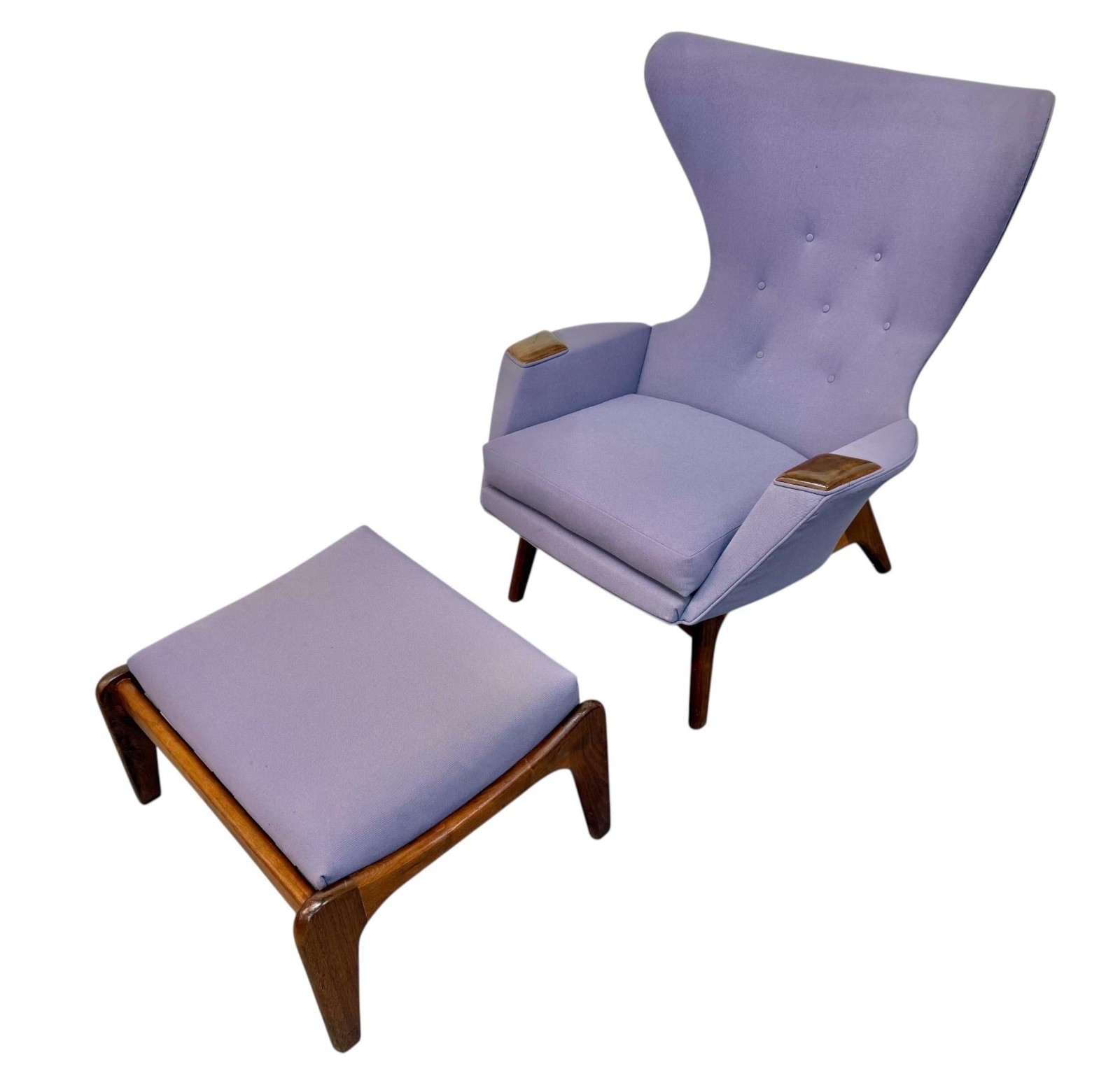 Mid-Century Adrian Pearsall Craft Associates 2231-C Walnut Wing Chair & Ottoman