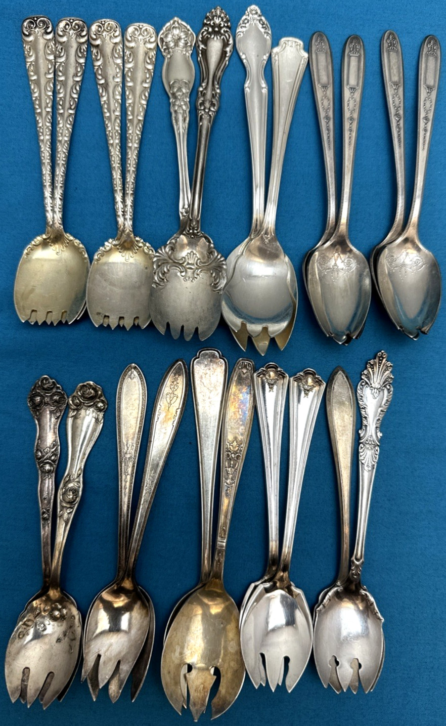 20 Pc Antique to Vintage Silverplated ICE CREAM FORKS / SPORKS Nice Pattern Mix!