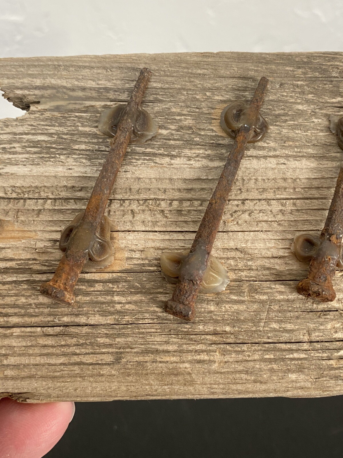 Original 1800’s Antique Square Nails and Wood Piece Art Decor Collector piece