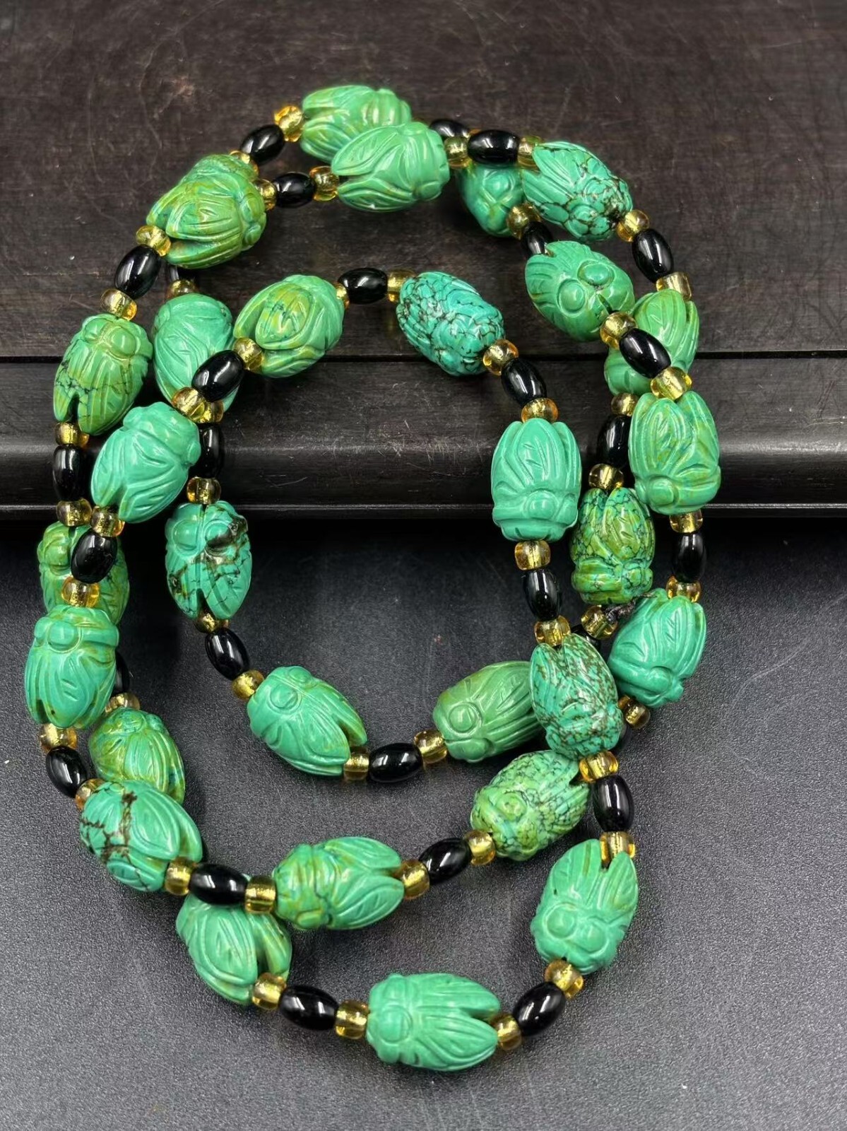 0.54 inch Chinese antique turquoise chain, 30 pieces