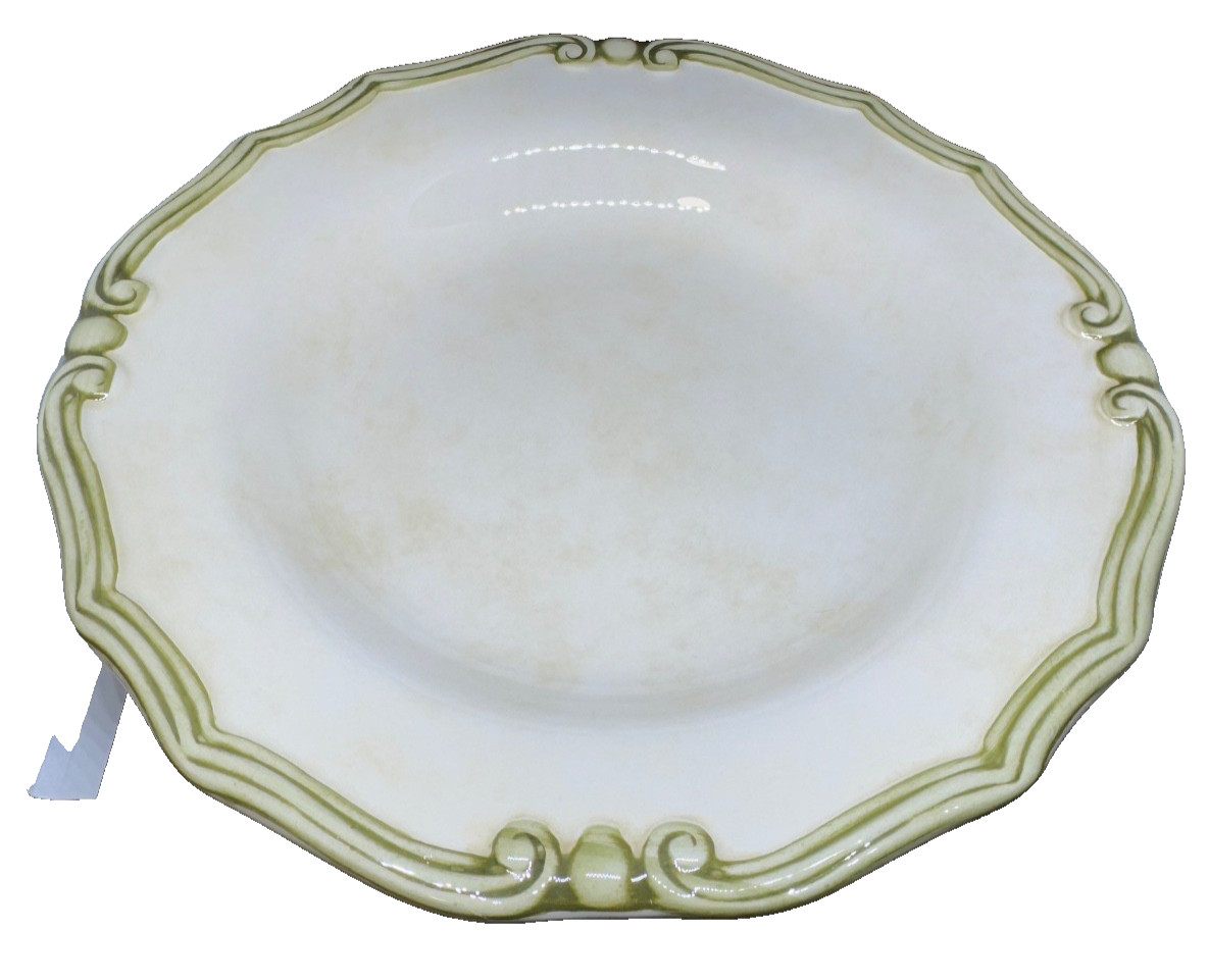 Verona by Artimino Earthenware Handcrafted Italy Beige Green Bowl 9″