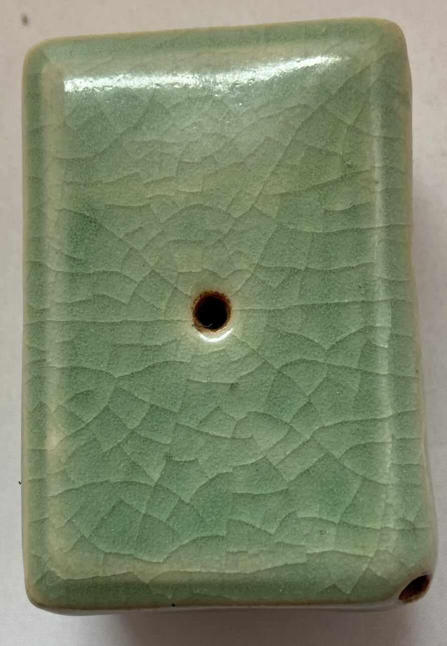 Vintage Chinese Celadon Porcelain Cloud &Crane Design Rectangular Water Dropper