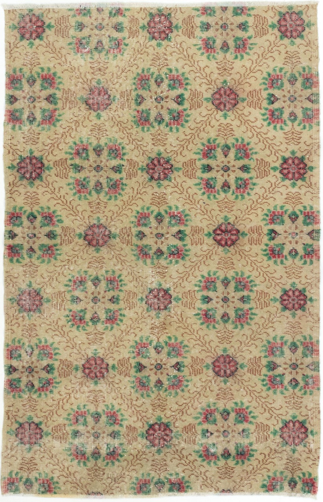 Vintage Hand-Knotted Area Rug 3’11” x 6’0″ Traditional Oriental Wool Carpet
