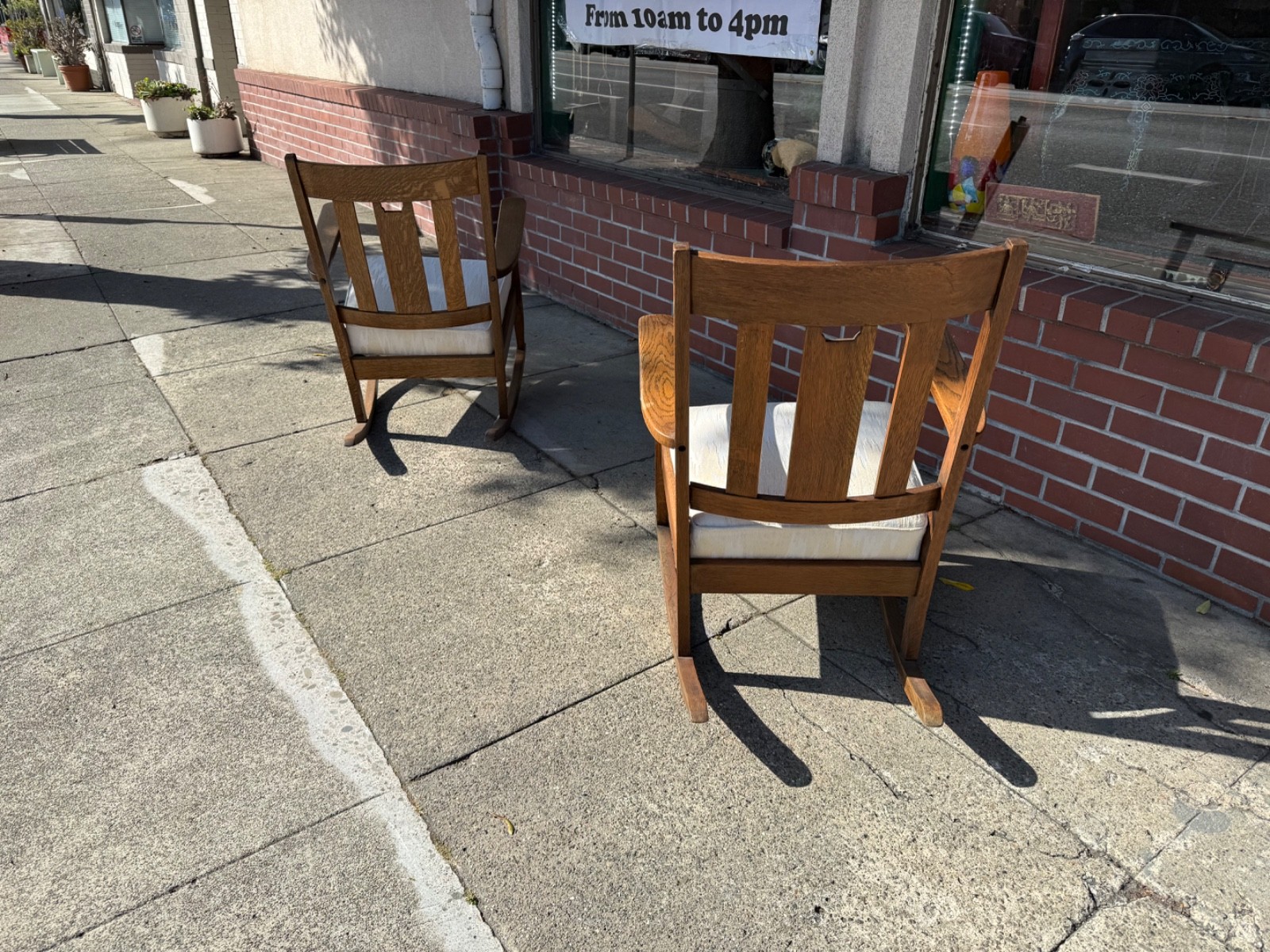 Arts & Crafts Rocker Matched Pair Circa 1910 Quarter Sawn Oak