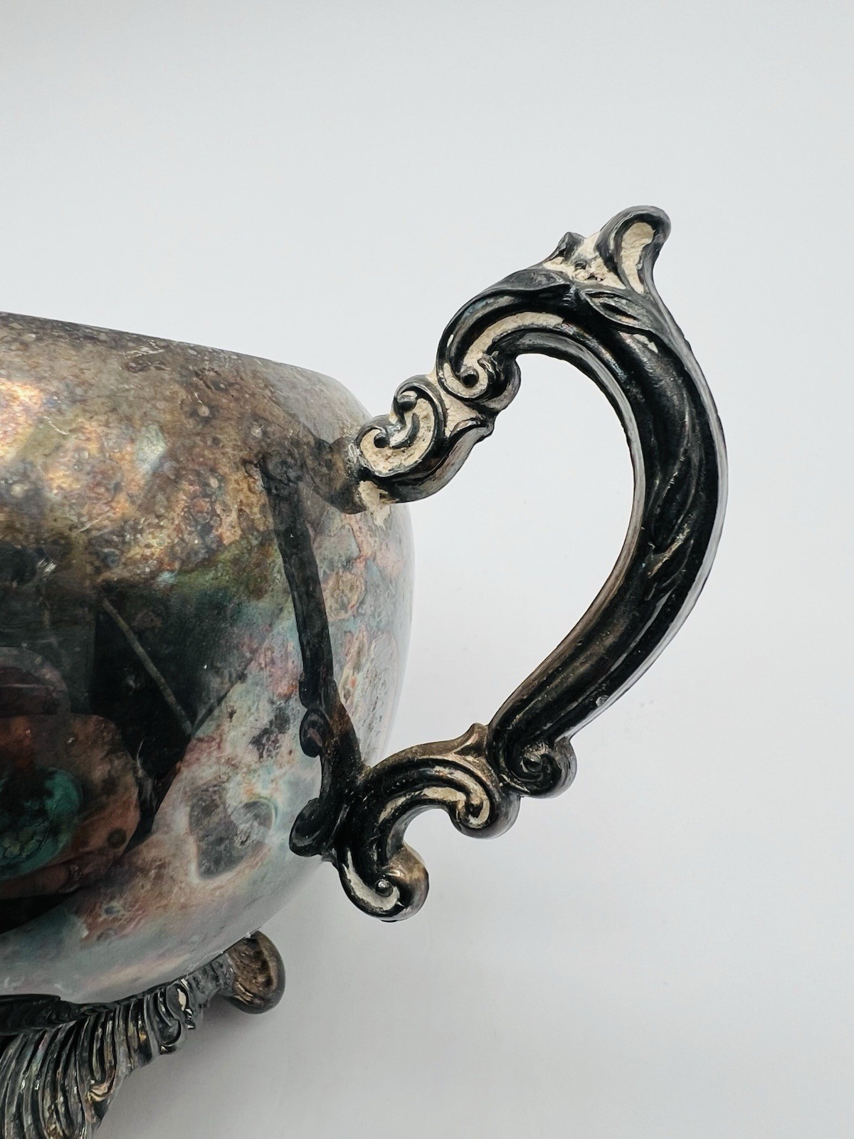 VTG F.B. Rogers Silver Co. 1883 Ornate Footed Silverplate CREAMER with Lid