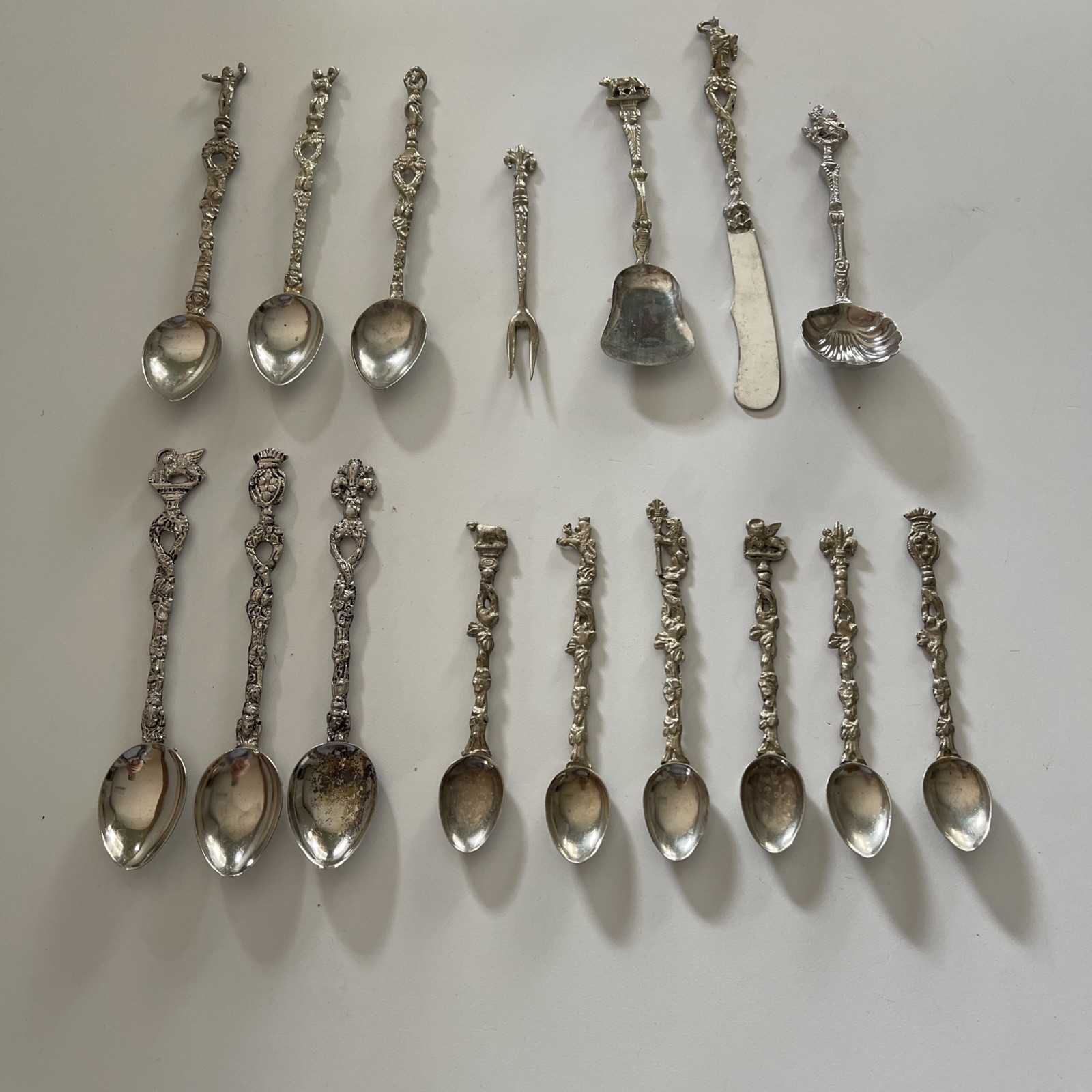 Vintage Italy Stamped Collectors Spoons, & More 16 Pieces Sizes Vary