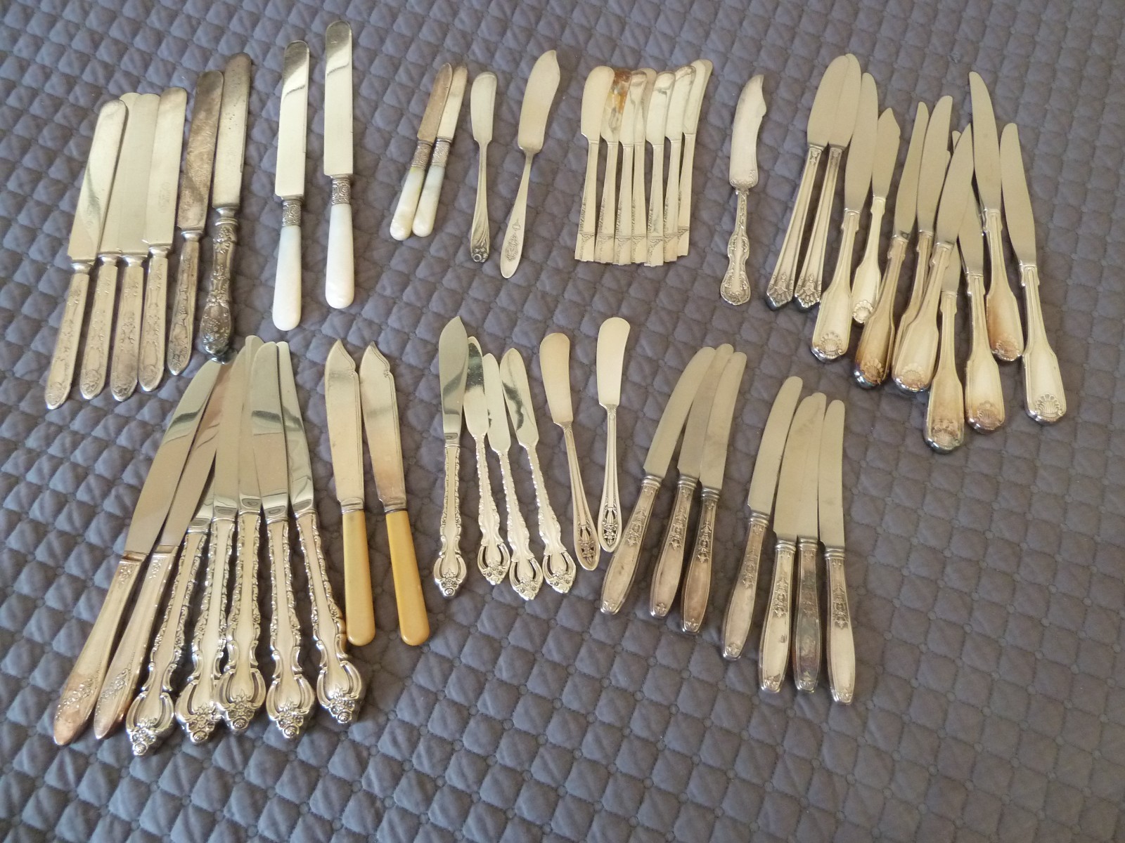 Lot of 50 Silverplate Knives – Nice Collectible Patterns – Nice Condition