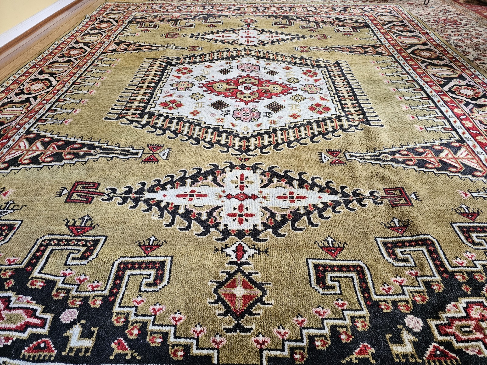 9 x 12VINTAGE DESIGN QUALITY INDO CACUASIAN SERAPI HERIZ RUG ANTIQUE LOOK USHAK