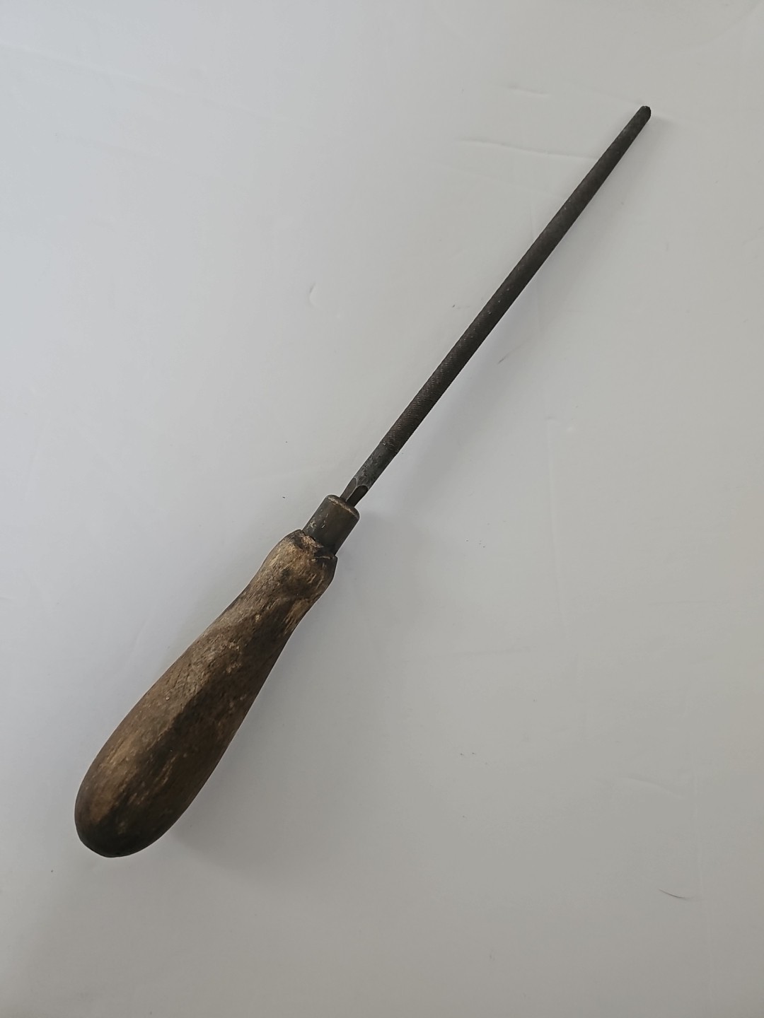 Primitive Old 1930’s Wood Handle Steel Round File Antique Farm Tool Vintage