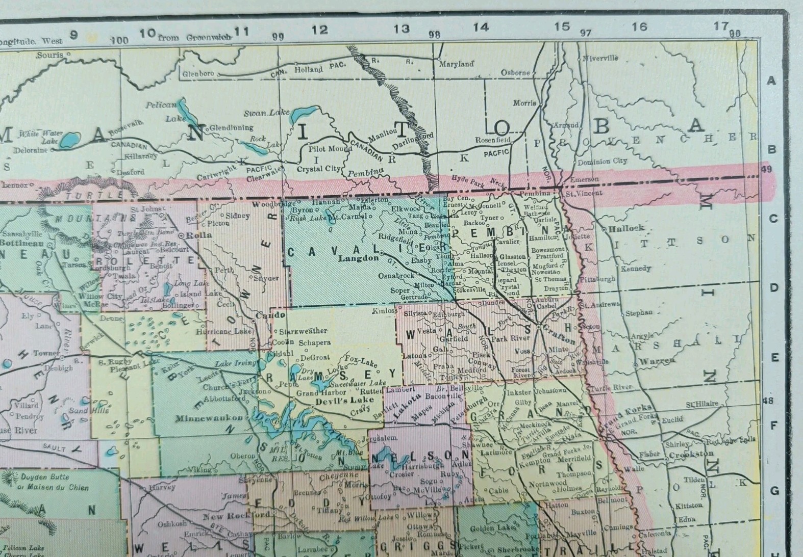 Vintage 1897 NORTH DAKOTA Map 14″x11″ ~ Old Antique Original STANTON WASHBURN ND
