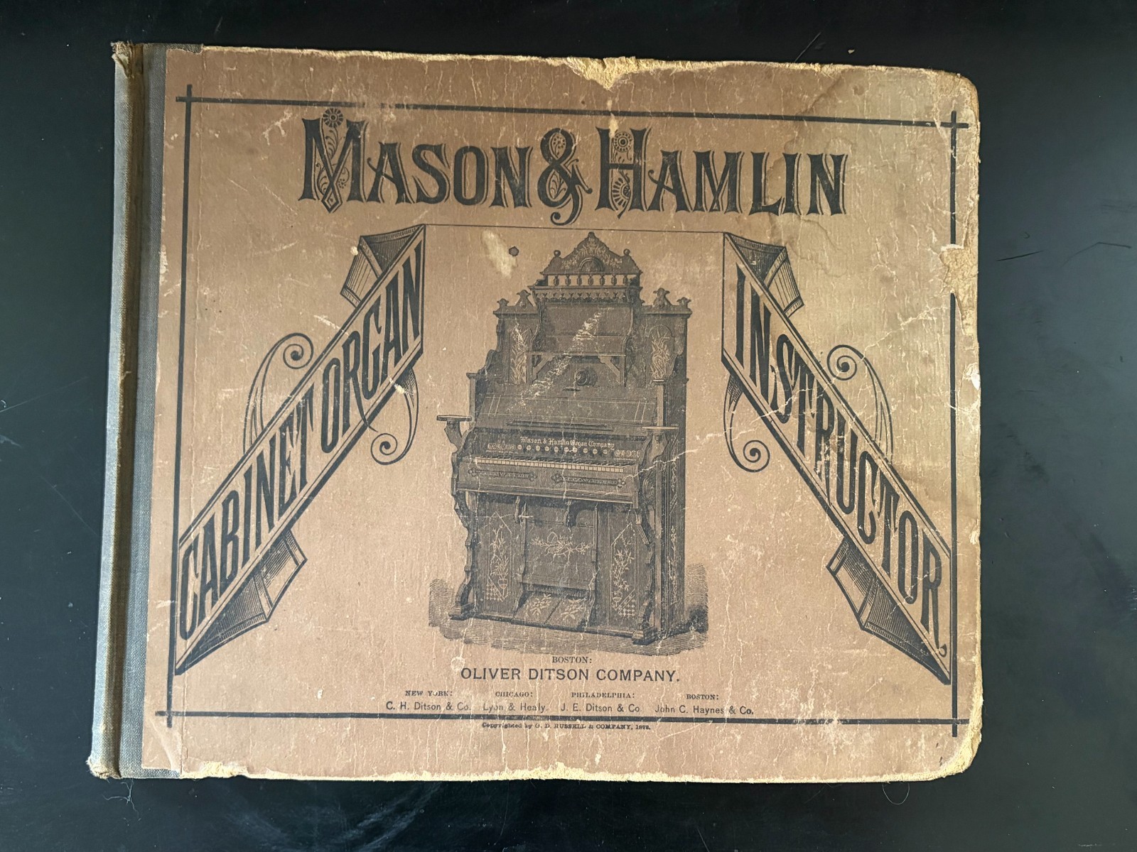 1878 MASON & HAMLIN CABINET ORGAN INSTRUCTOR Book Oblong ANTIQUE Piano Music