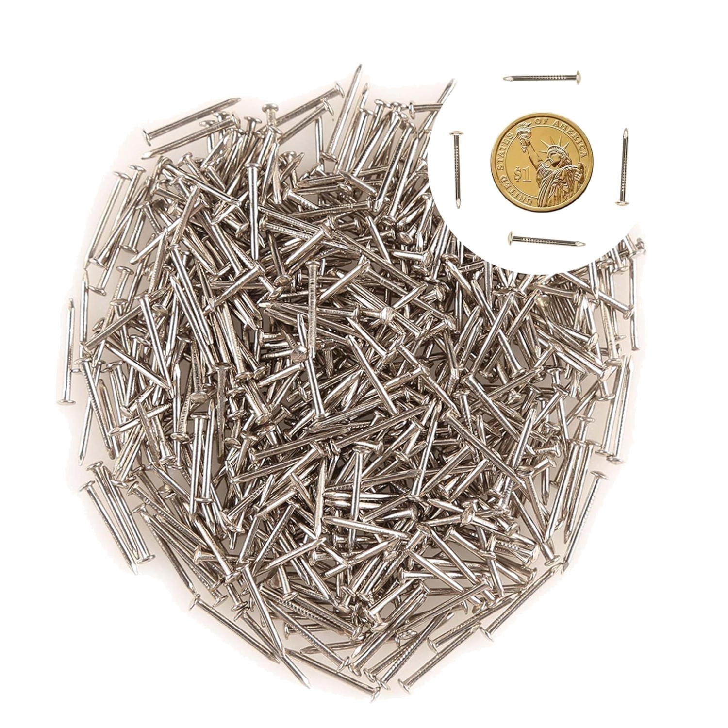 Silver Mini Nails 1.5mm x 20mm, 500pcs
