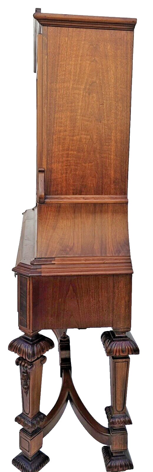 Antique 1920s Rockford Carved Walnut w/ Marquetry Bar or China Cabinet Hutch