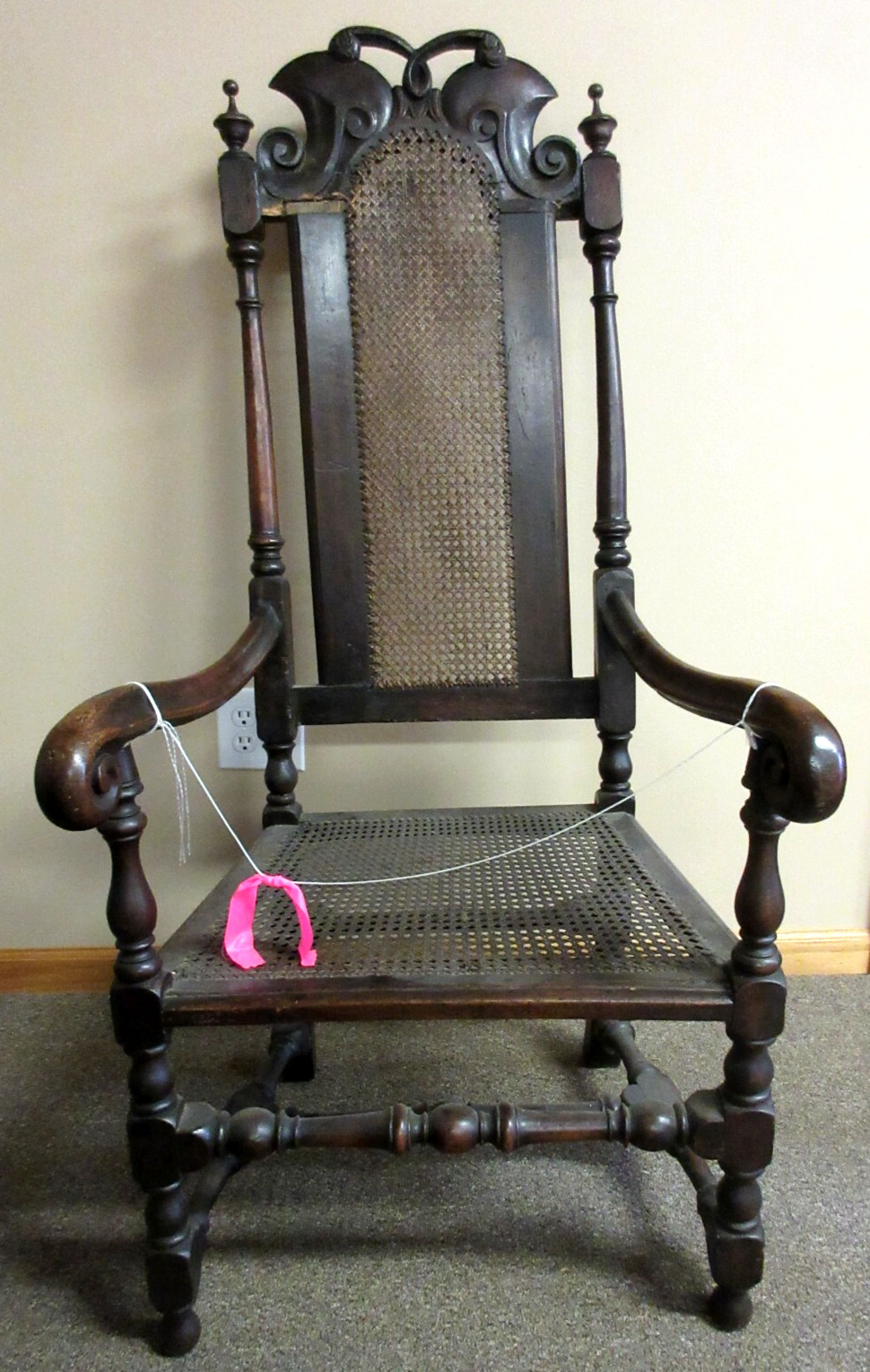 RARE CIRCA 1690’s JACOBEAN CANED SEAT ARMCHAIR IN EARLY FINISH ESTATE FIND !